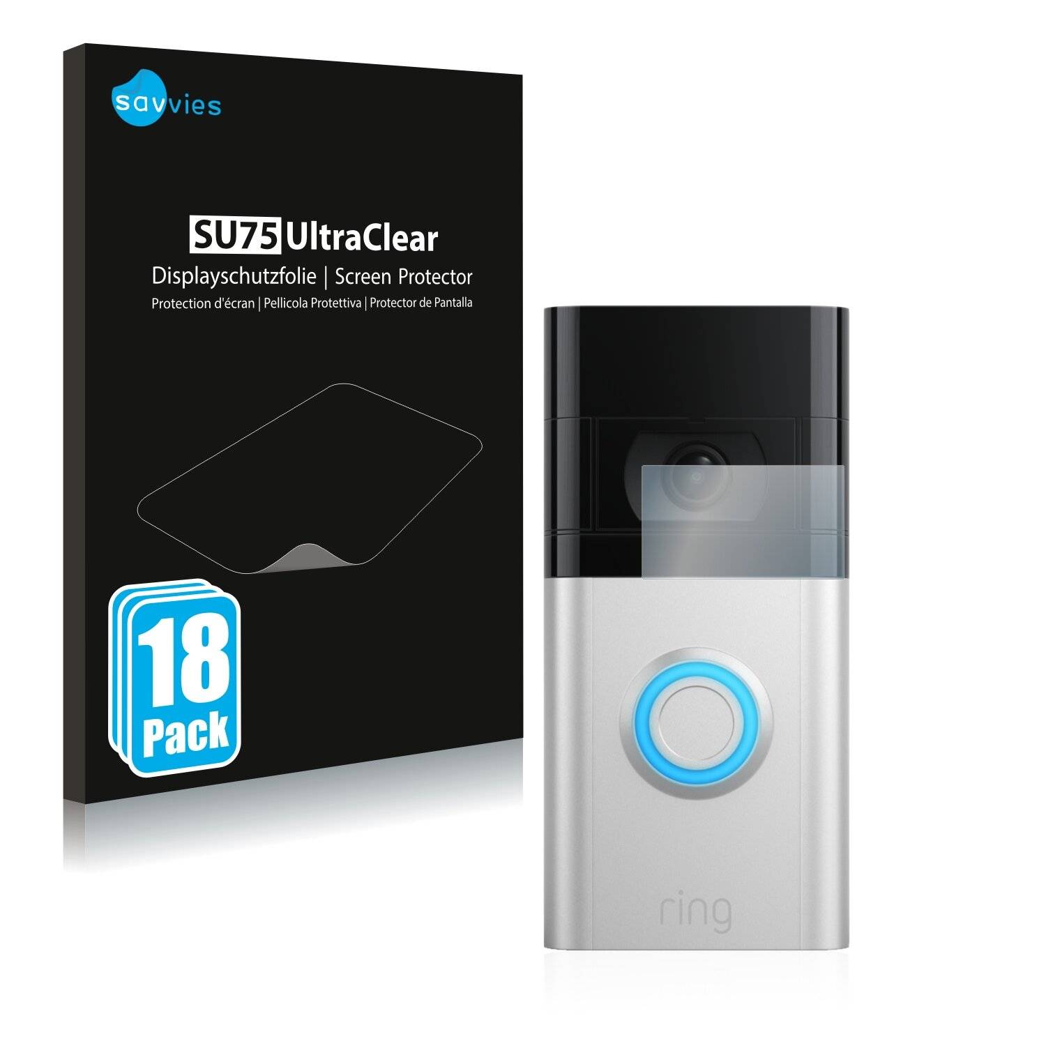 18x Savvies SU75 Displayschutzfolie für Ring Video Doorbell