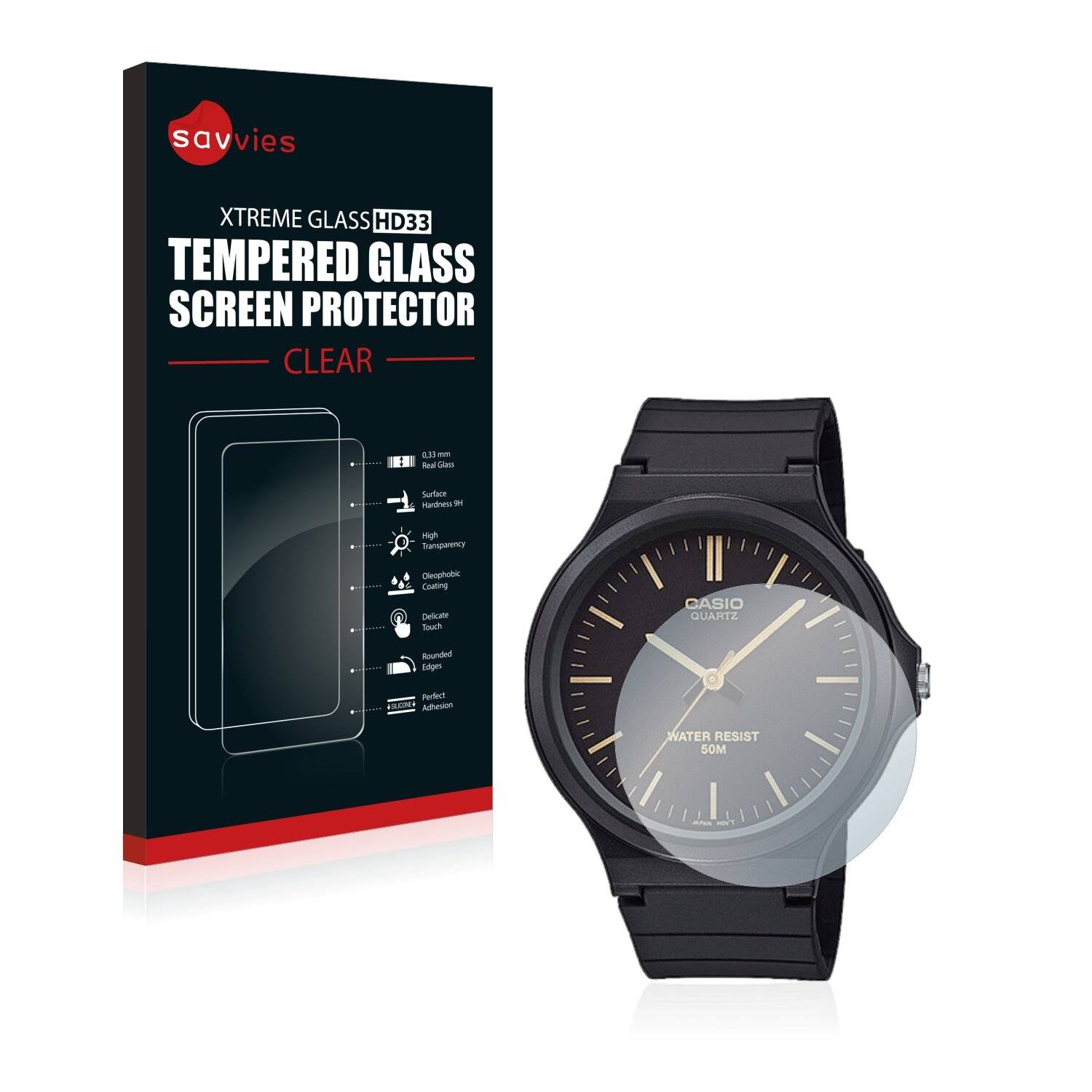 Savvies HD33 Clear Schutzglas für Casio Unisex