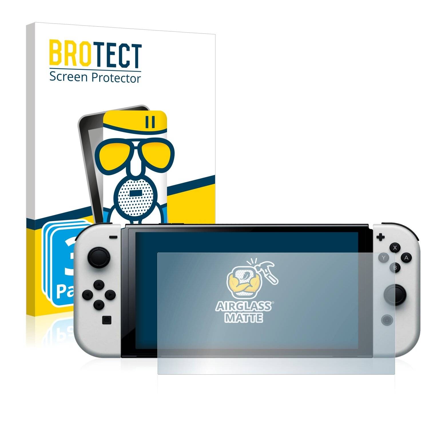 3x BROTECT AirGlass Matte Schutzglas Folie für Nintendo Switch