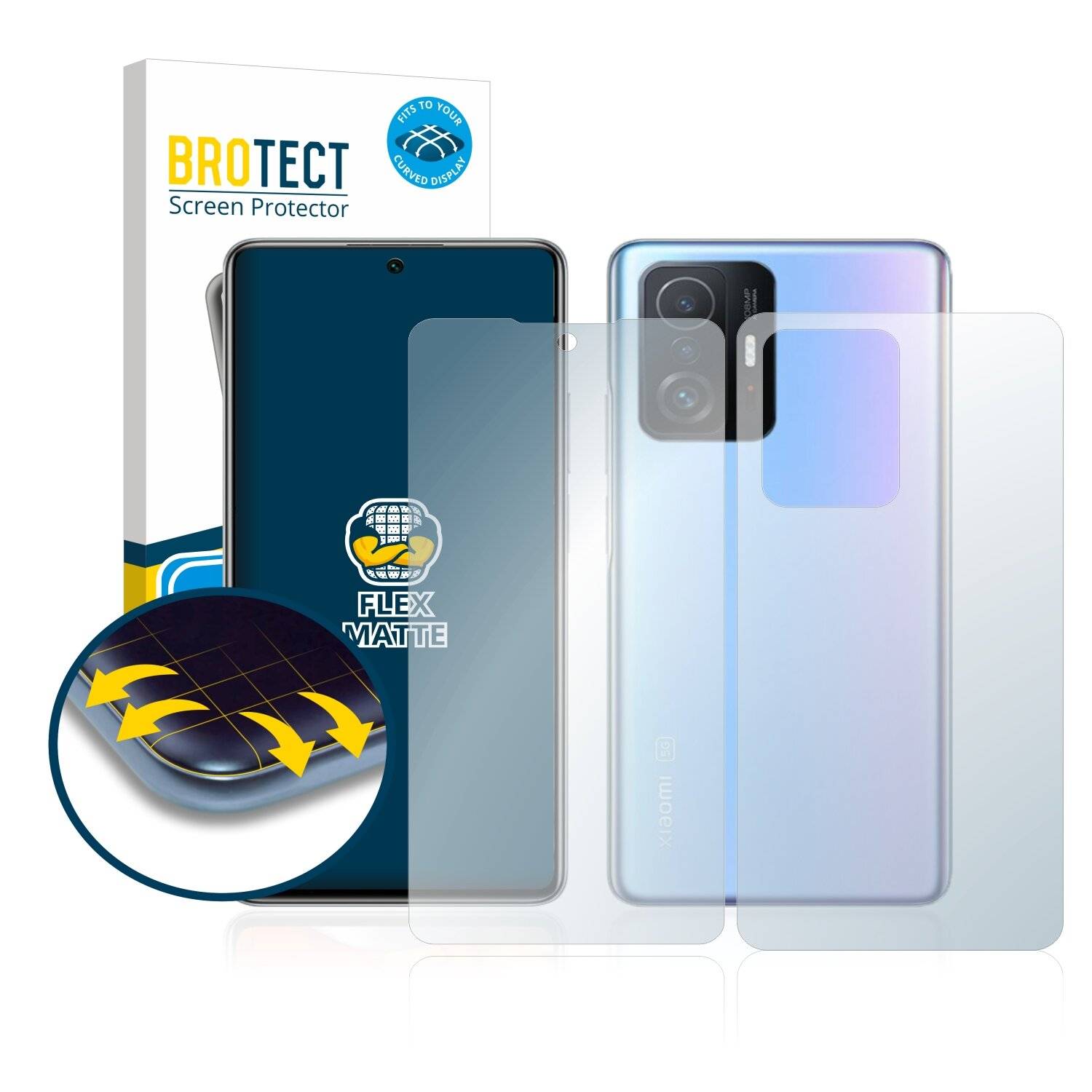 2x BROTECT Flex Matte Full-Cover Displayschutzfolie für Xiaomi 11T (Vorder +