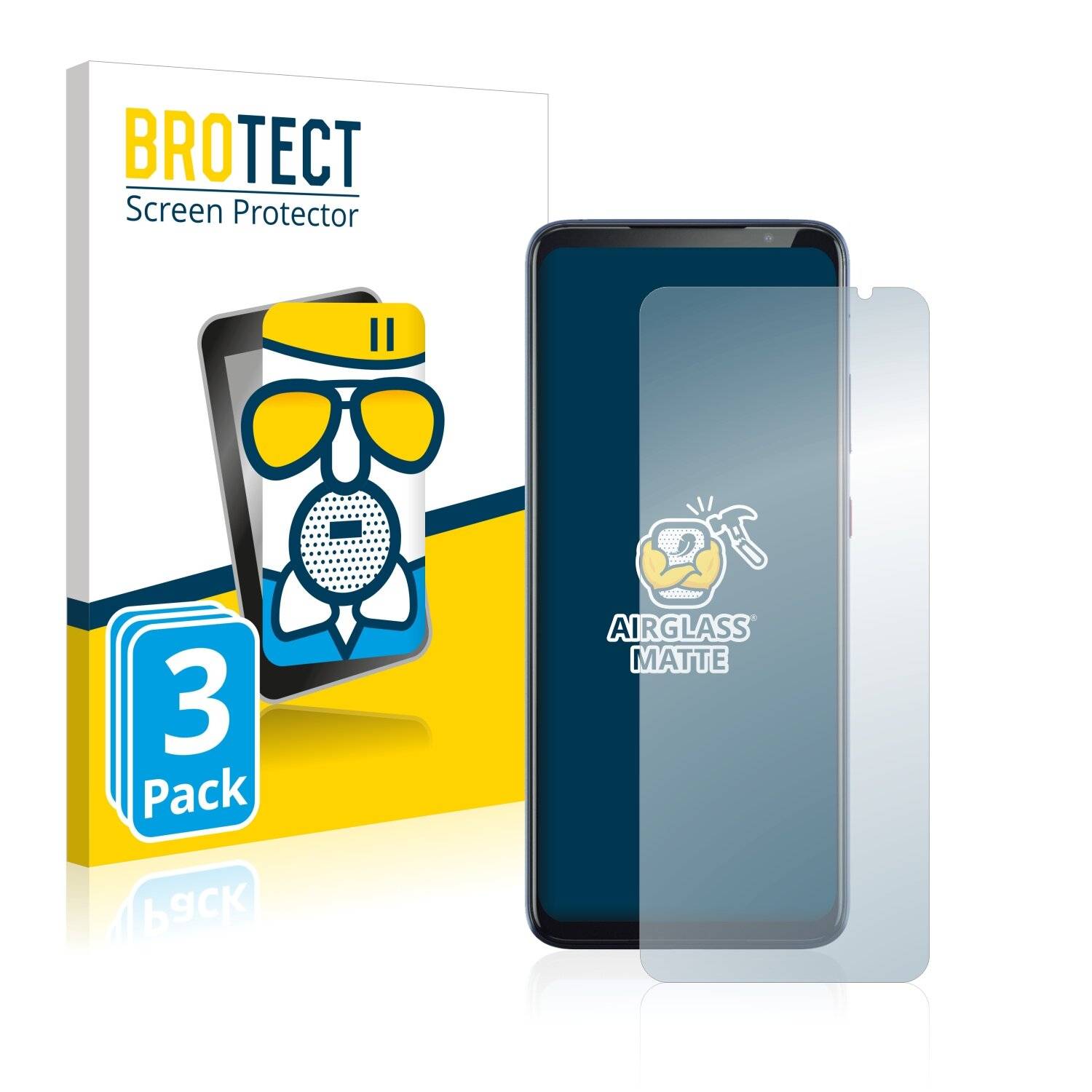 3x BROTECT AirGlass Matte Schutzglas Folie für Asus Smartphone for Snapdragon