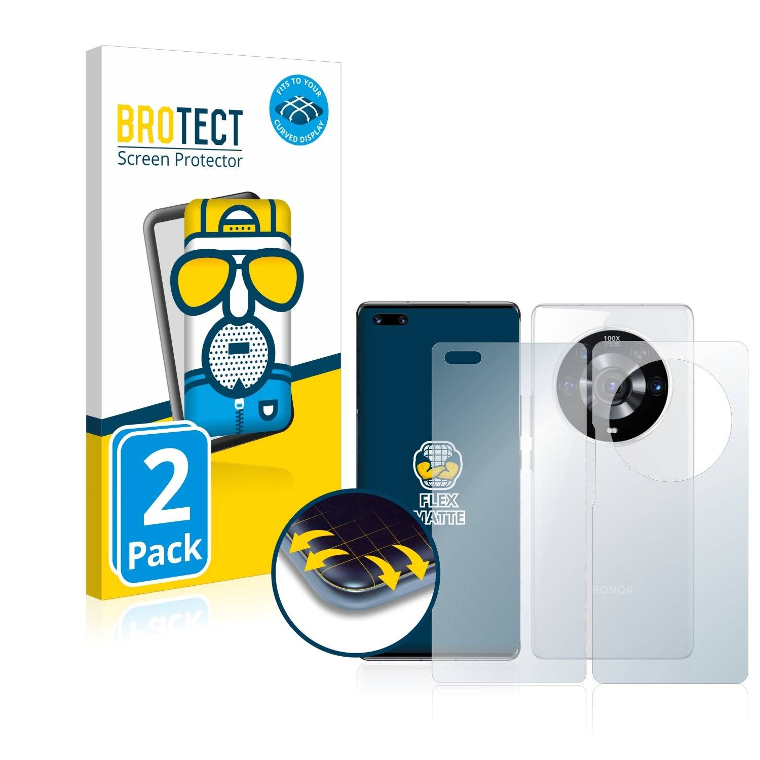 2x BROTECT Flex Matte Full-Cover Displayschutzfolie für Honor Magic 3 (Vorder +