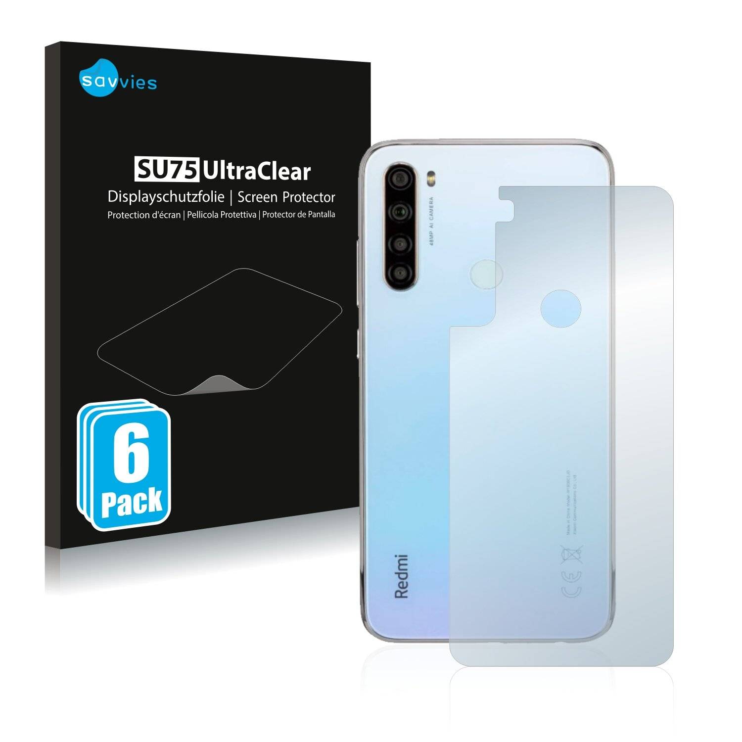 6x Savvies SU75 Displayschutzfolie für Xiaomi Redmi Note 8 2021