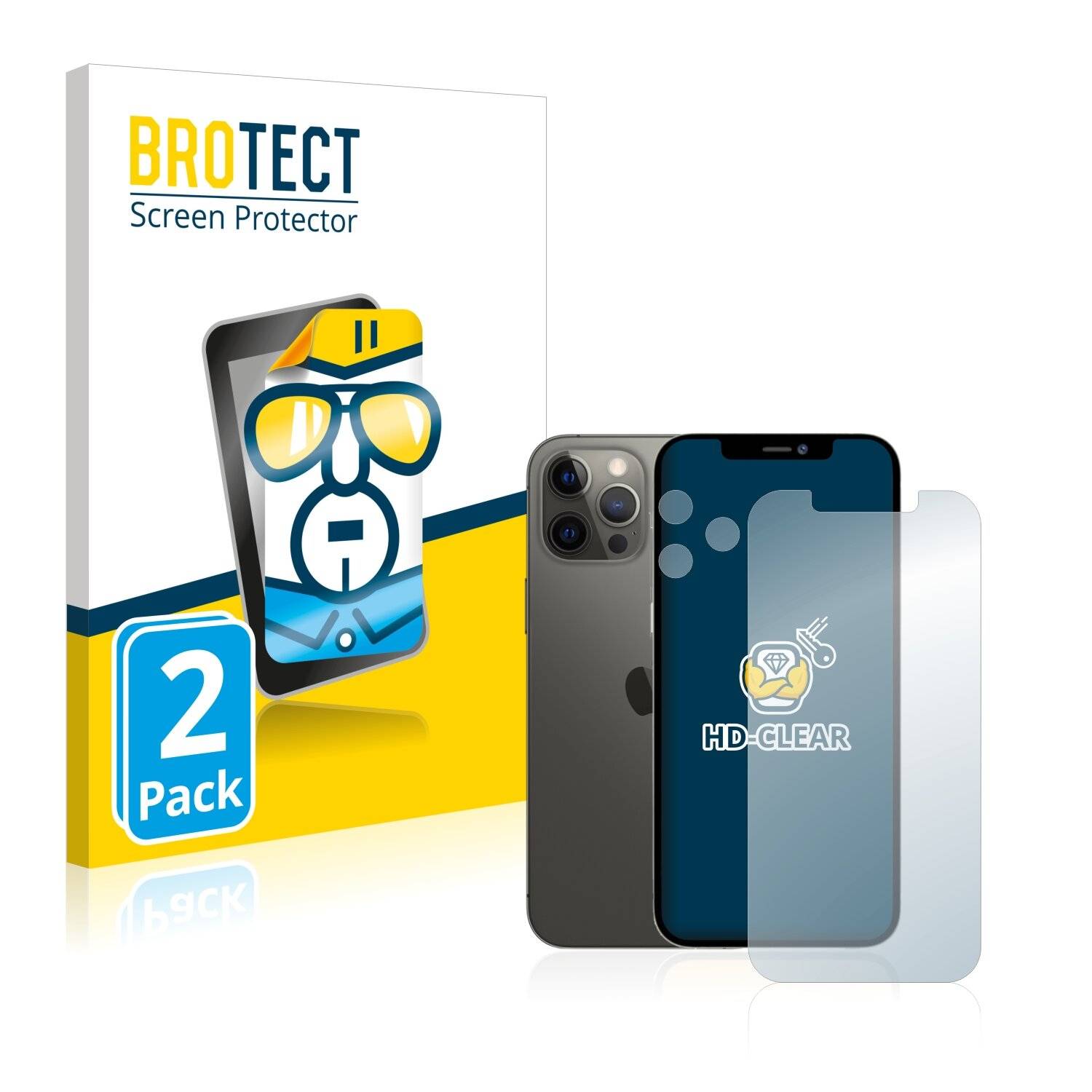 2x BROTECT HD-Clear Displayschutzfolie für Apple iPhone 12 Pro Max (Vorderseite +