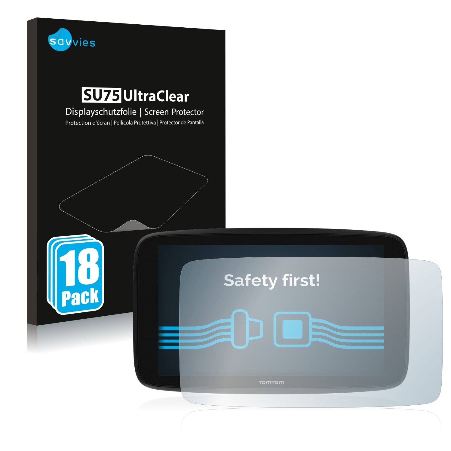18x Savvies SU75 Displayschutzfolie für TomTom Go Expert