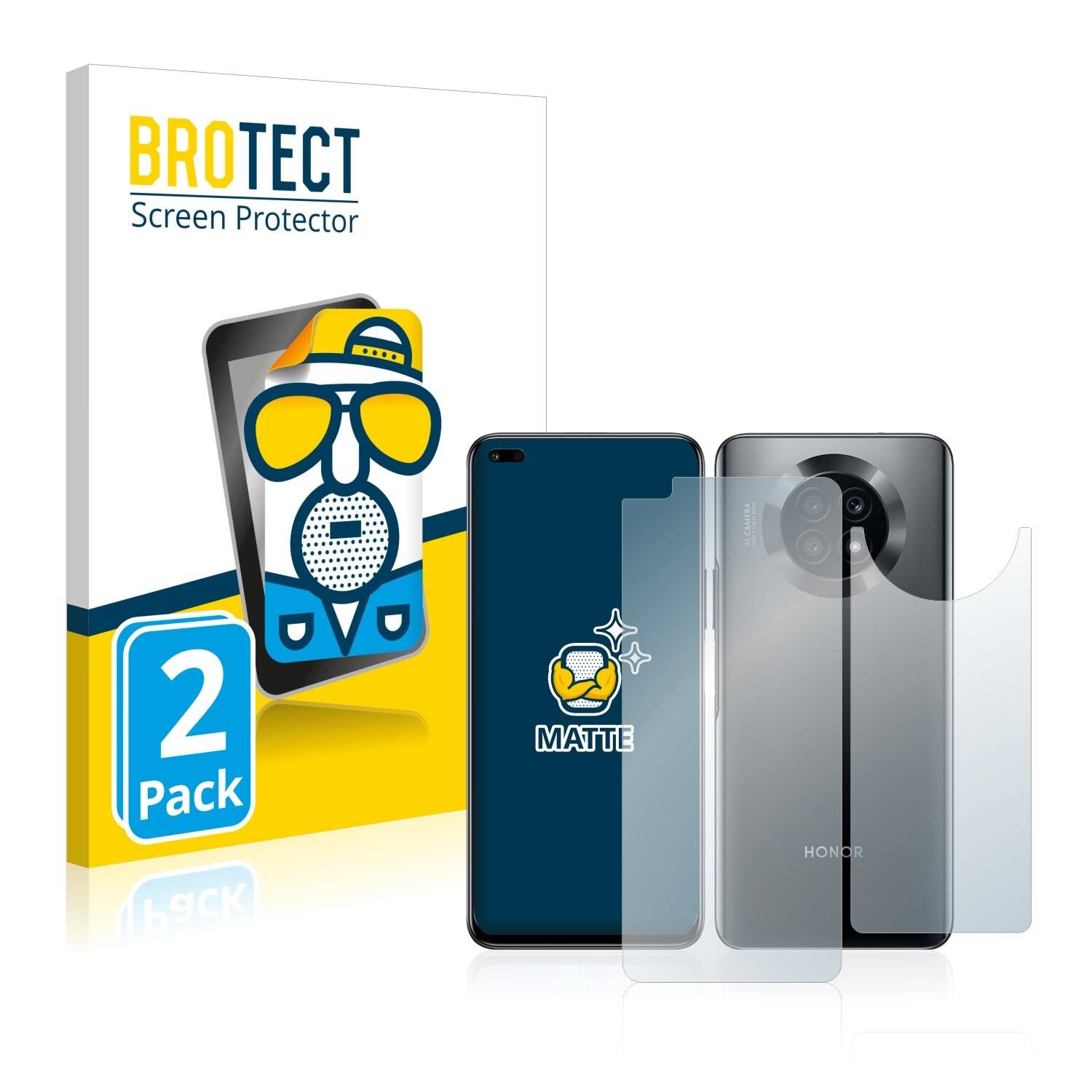 2x BROTECT Matte Displayschutzfolie für Honor X20 5G (Vorder + Rückseite) - Entspiegelt,