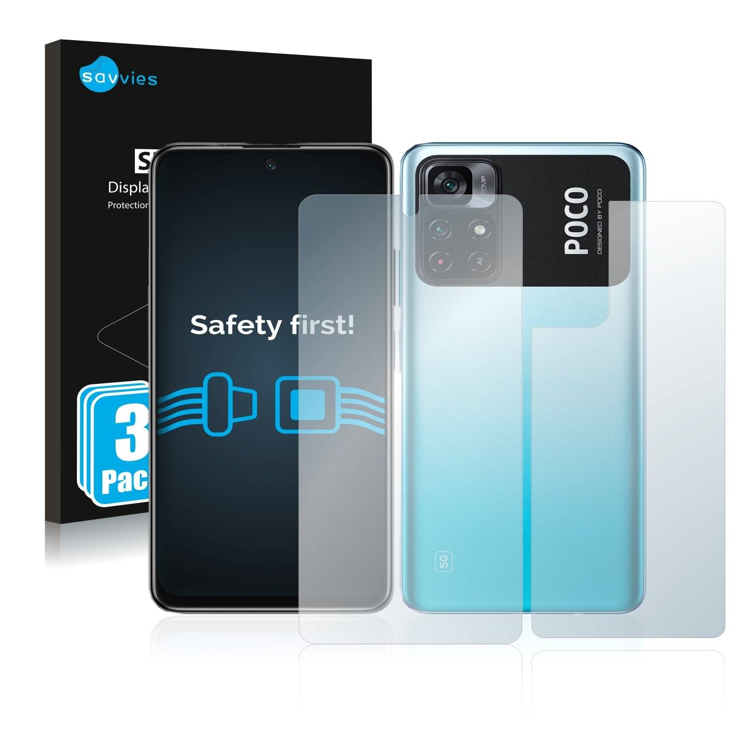 6x Savvies SU75 Displayschutzfolie für Xiaomi Poco M4 Pro 5G (Vorder +