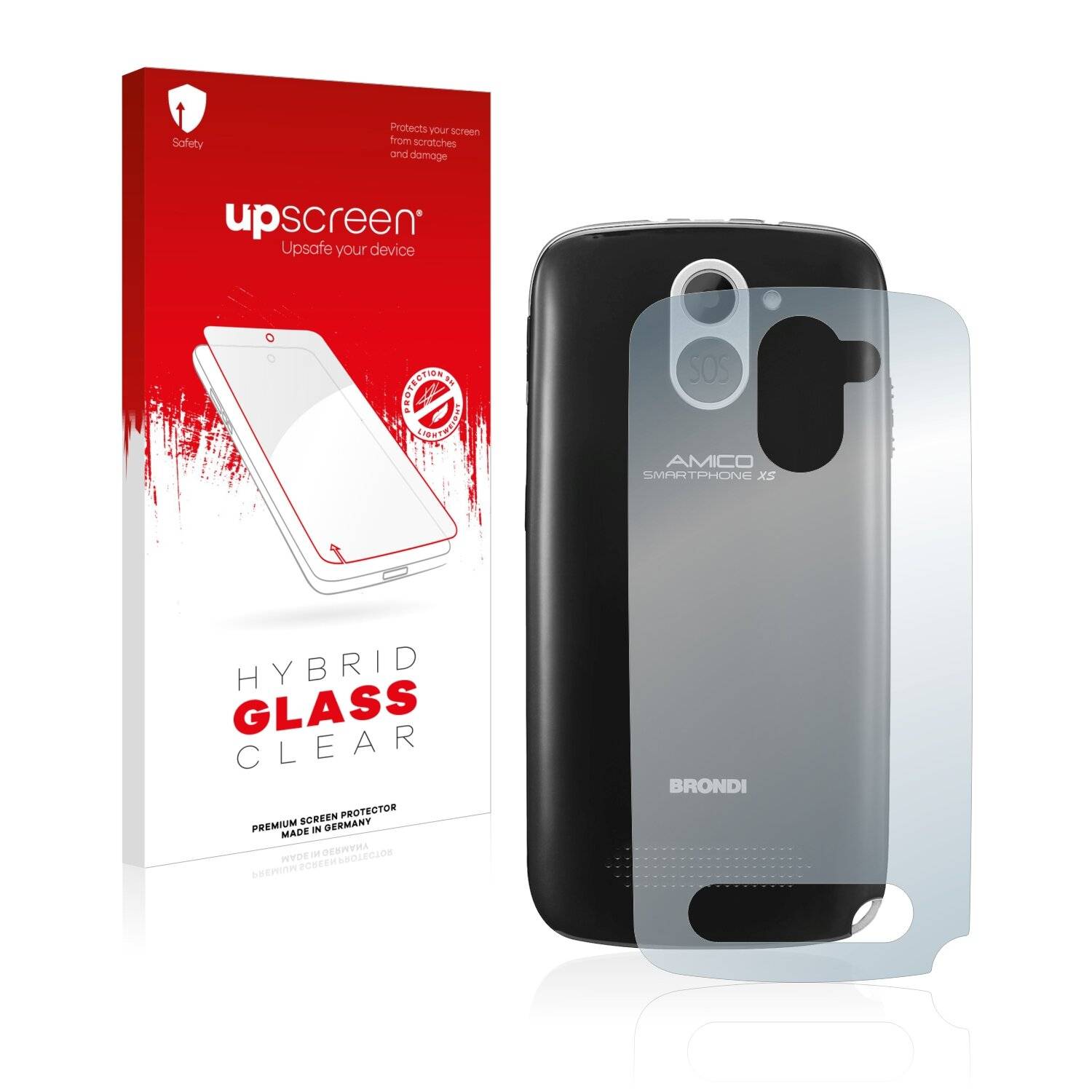upscreen Hybrid Glass Clear Premium Schutzglas Folie für Brondi Amico XS