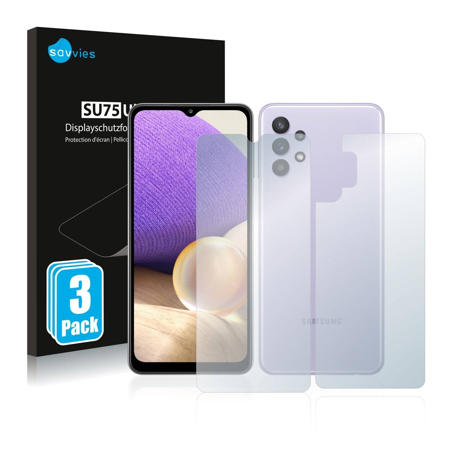 6x Savvies SU75 Displayschutzfolie für Samsung Galaxy A32 (Vorder +