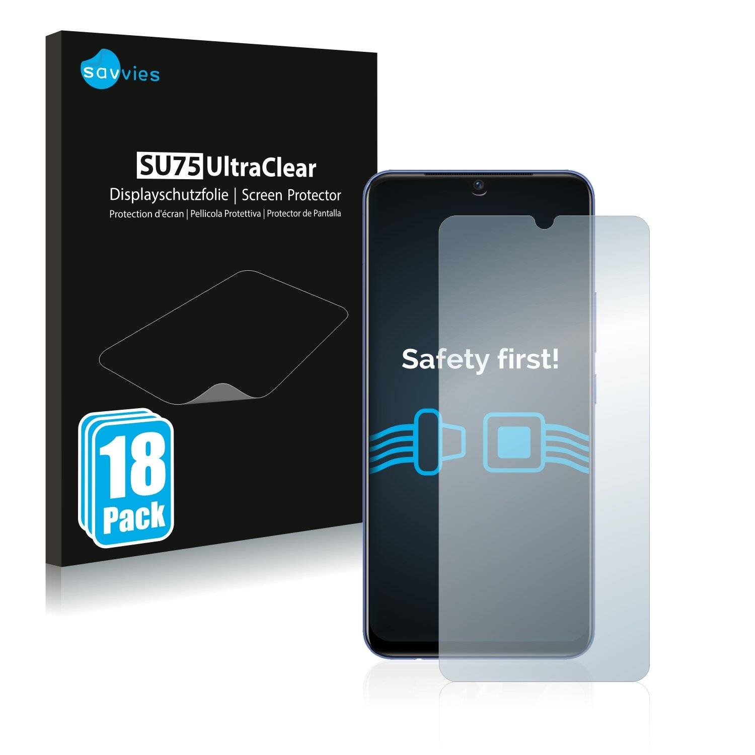18x Savvies SU75 Displayschutzfolie für Vivo V21e