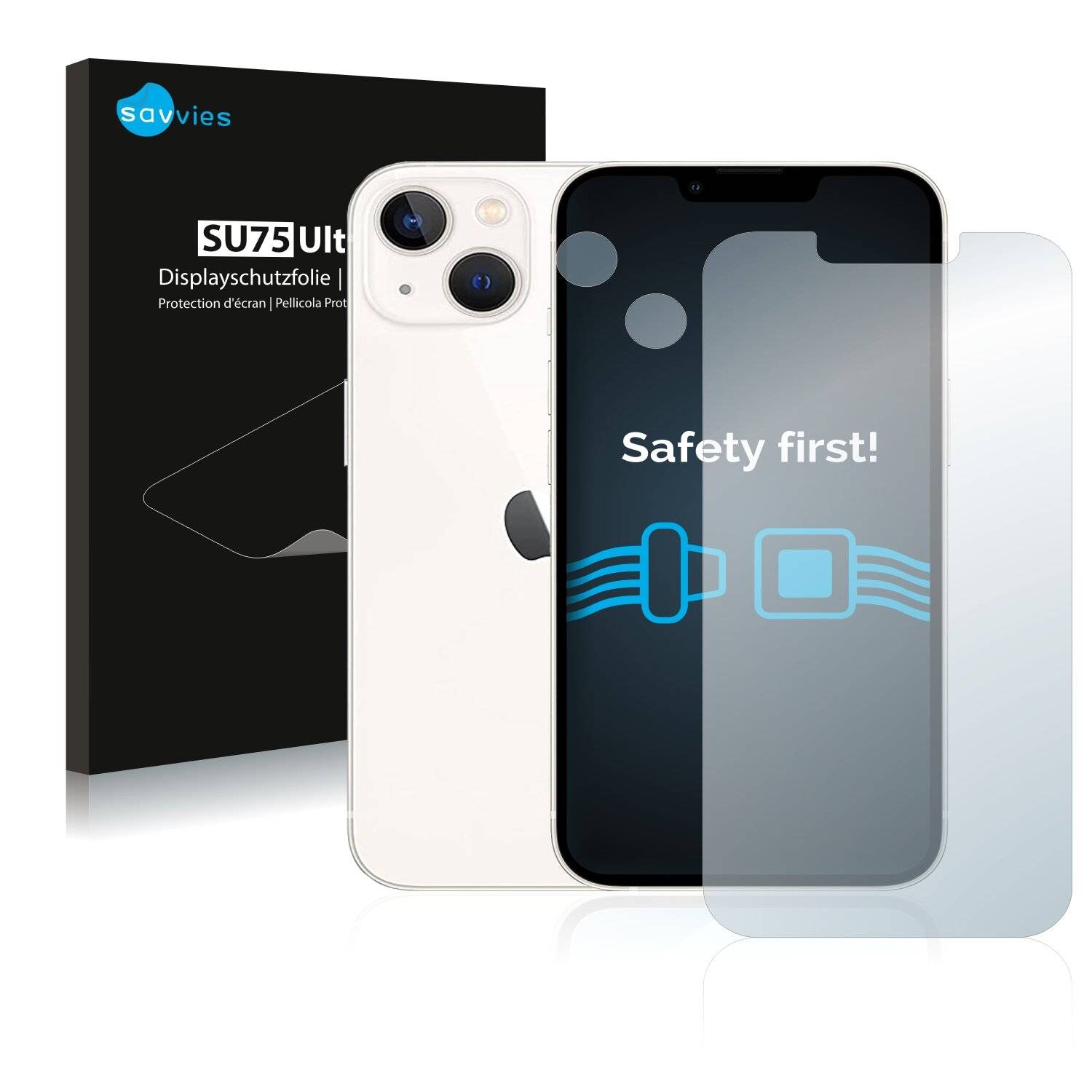 18x Savvies SU75 Displayschutzfolie für Apple iPhone 13 (Vorderseite +