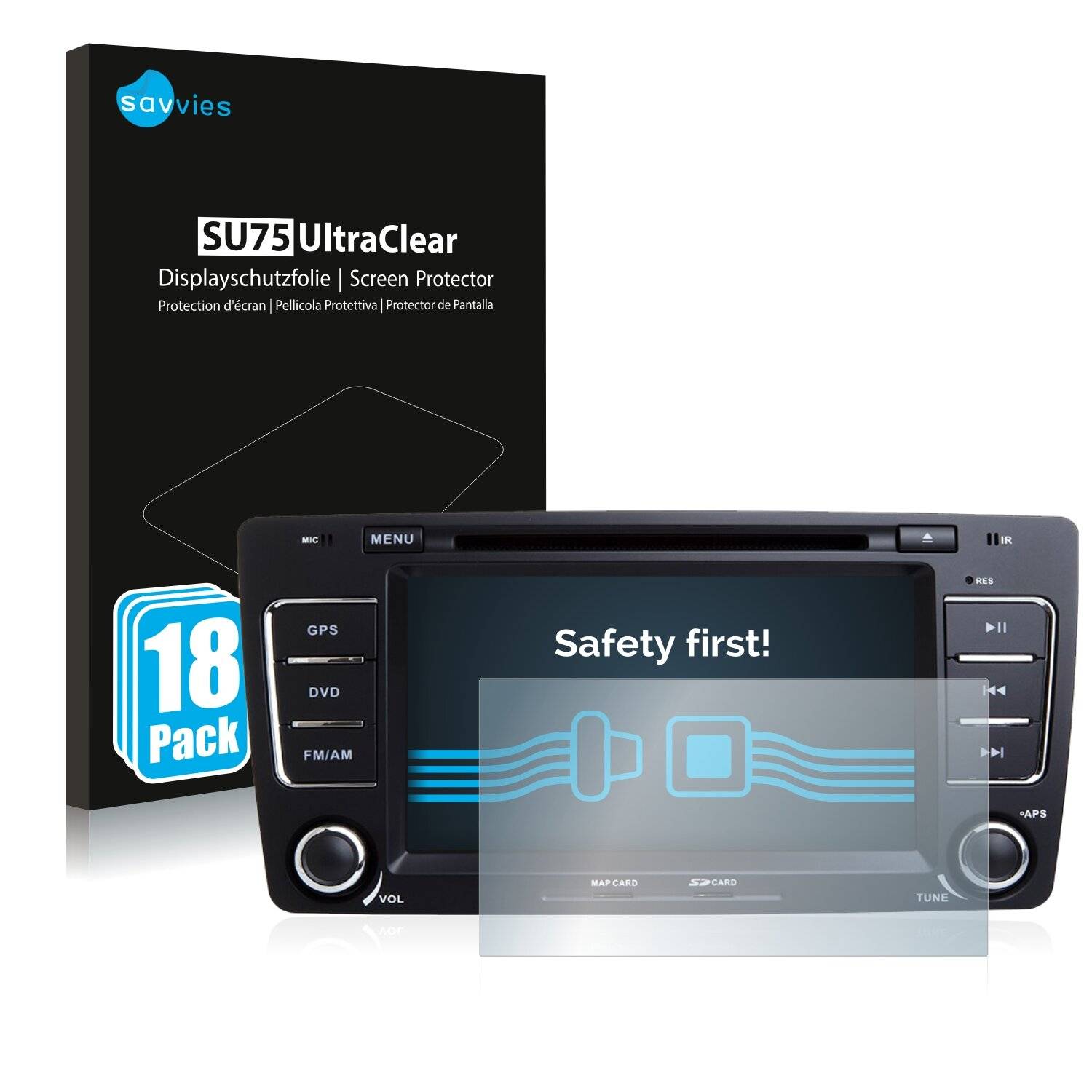 18x Savvies SU75 Displayschutzfolie für Skoda Octavia 2008 Infotainment