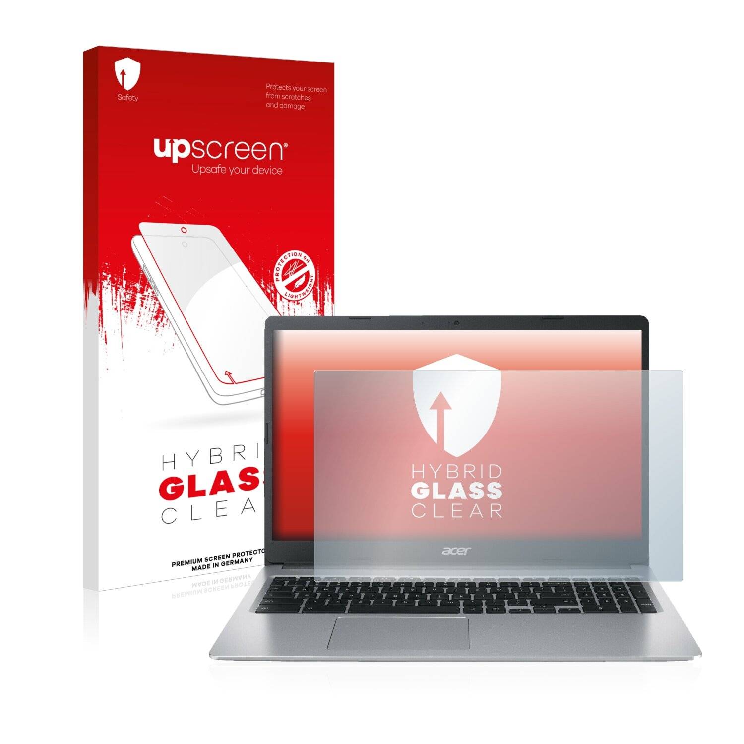 upscreen Hybrid Glass Clear Premium Schutzglas Folie für Acer Chromebook 315