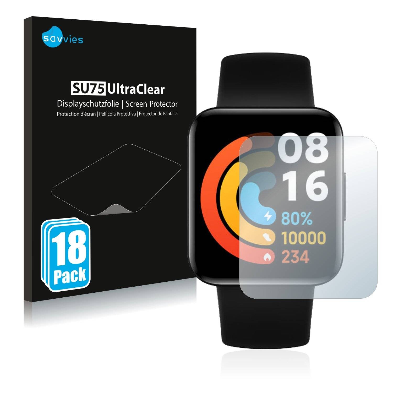 18x Savvies SU75 Displayschutzfolie für Xiaomi Redmi Watch