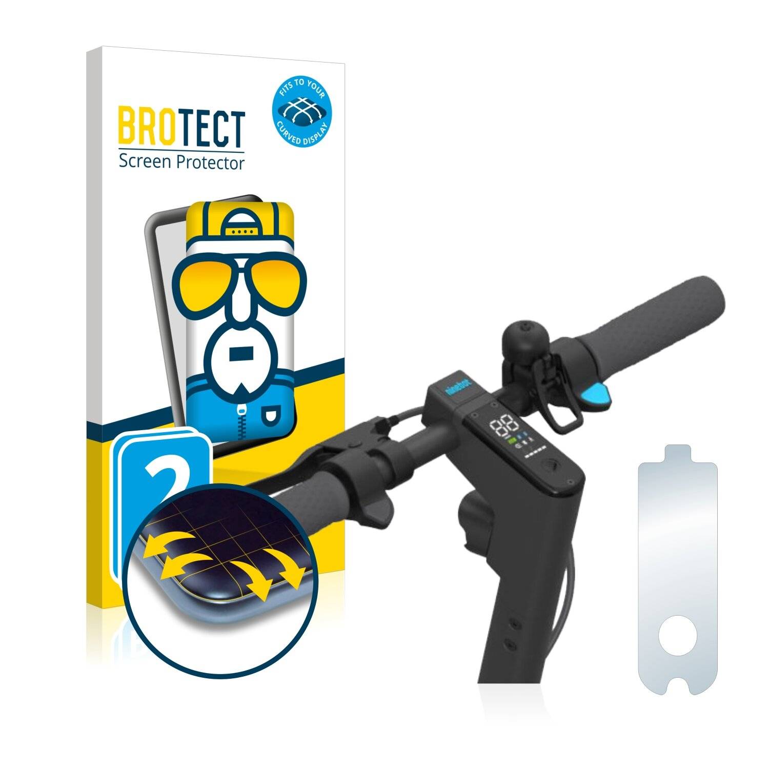 2x BROTECT Flex Full-Cover Displayschutzfolie für Segway Ninebot KickScooter MAX