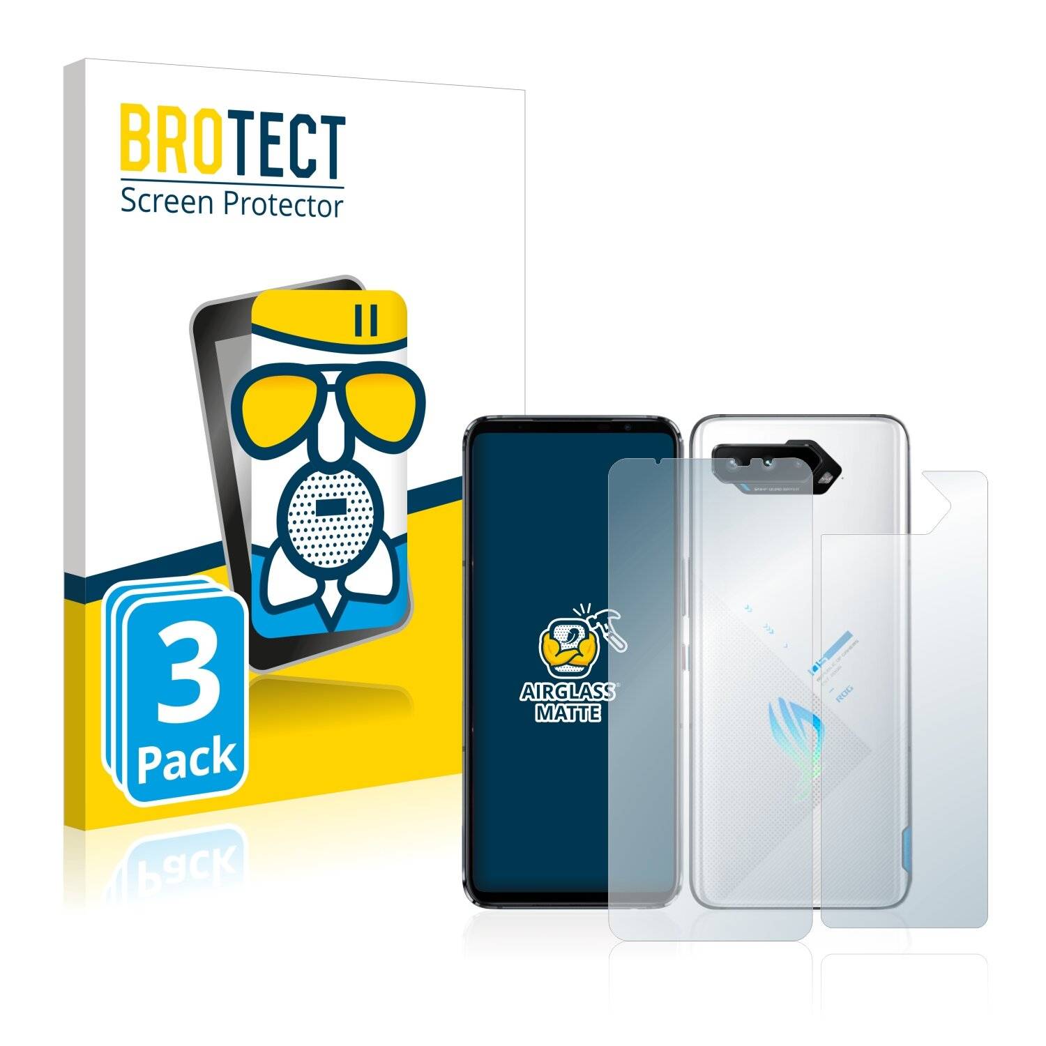3x BROTECT AirGlass Matte Schutzglas Folie für Asus ROG Phone 5s (Vorder +