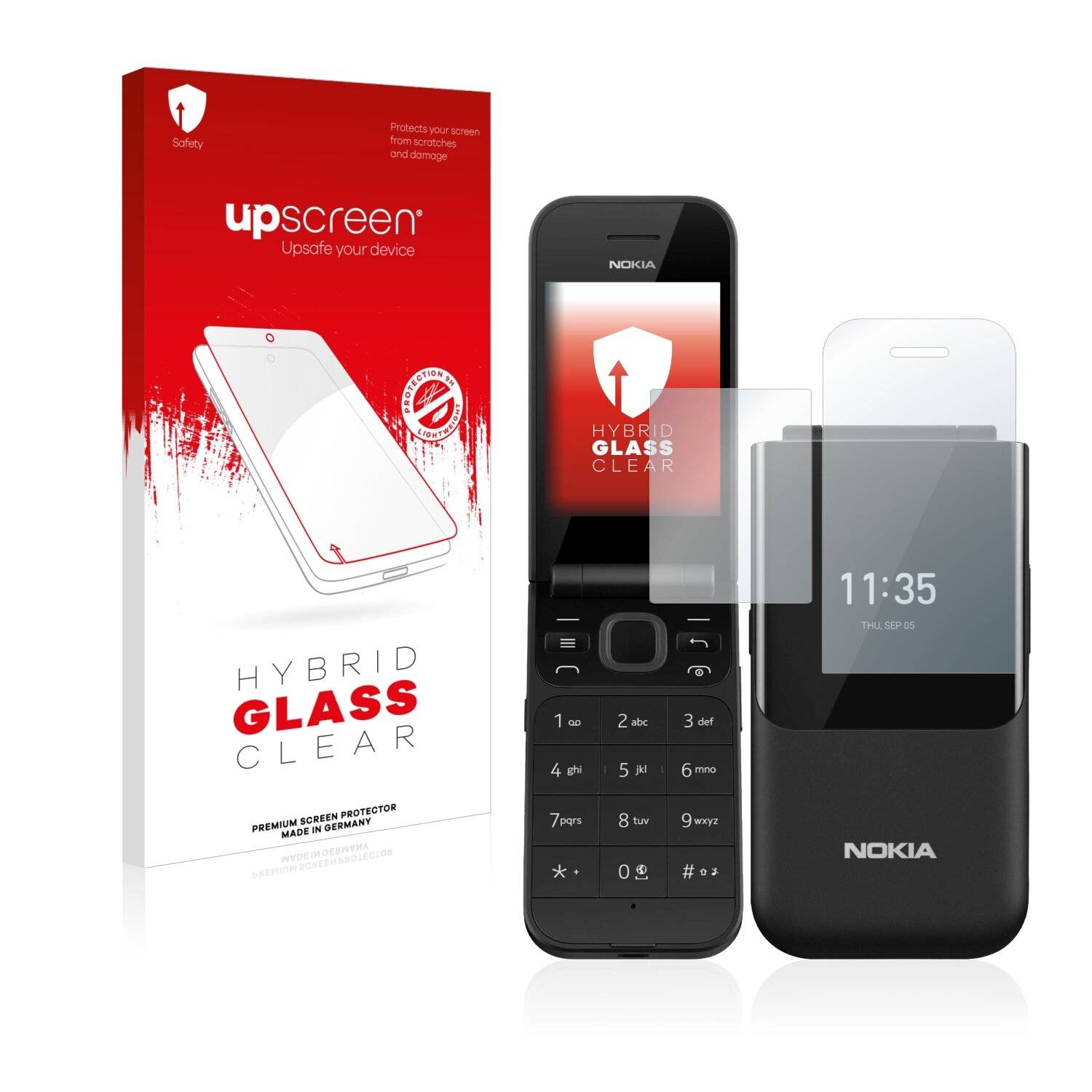 upscreen Hybrid Glass Clear Premium Schutzglas Folie für Nokia 2720