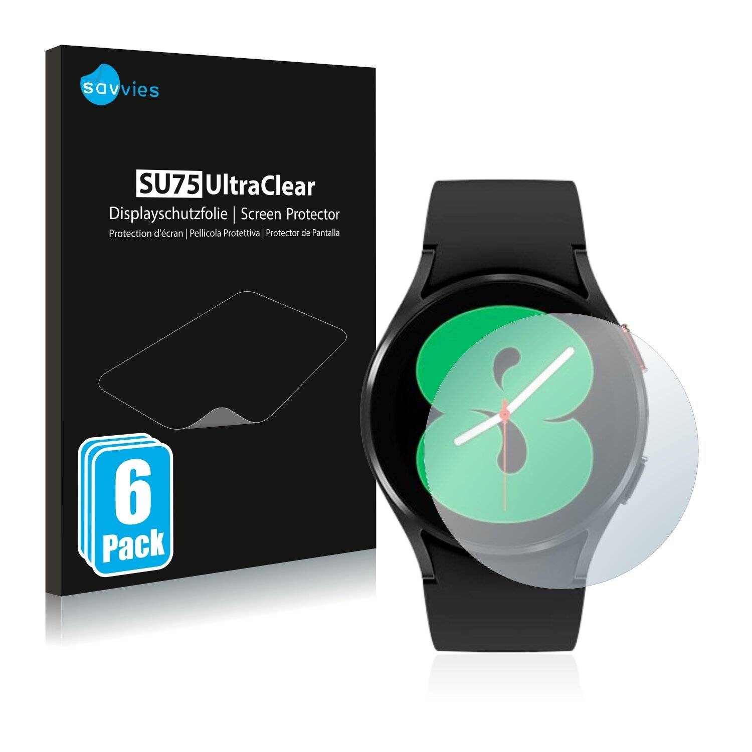 6x Savvies SU75 Displayschutzfolie für Samsung Galaxy Watch 4