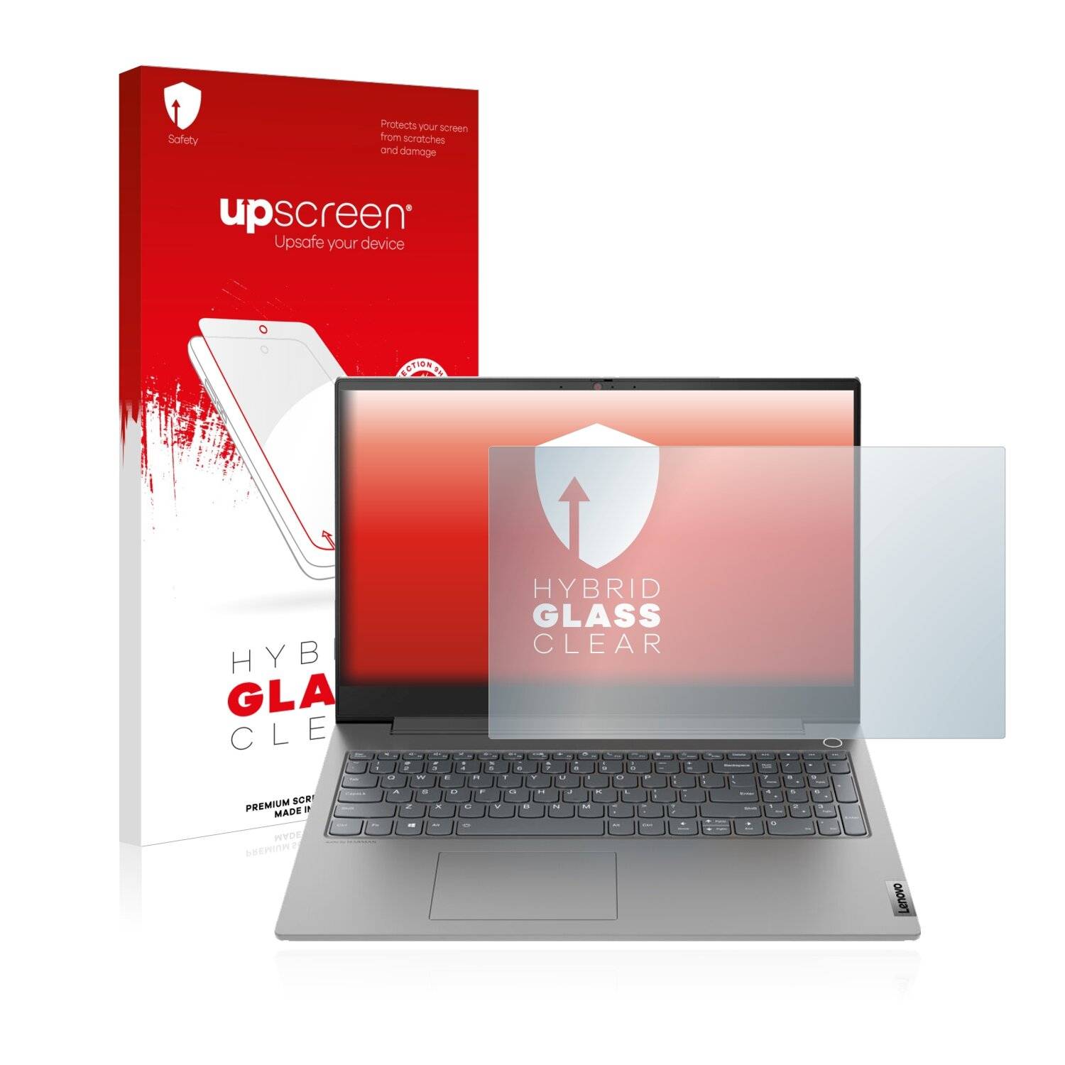 upscreen Hybrid Glass Clear Premium Schutzglas Folie für Lenovo ThinBook