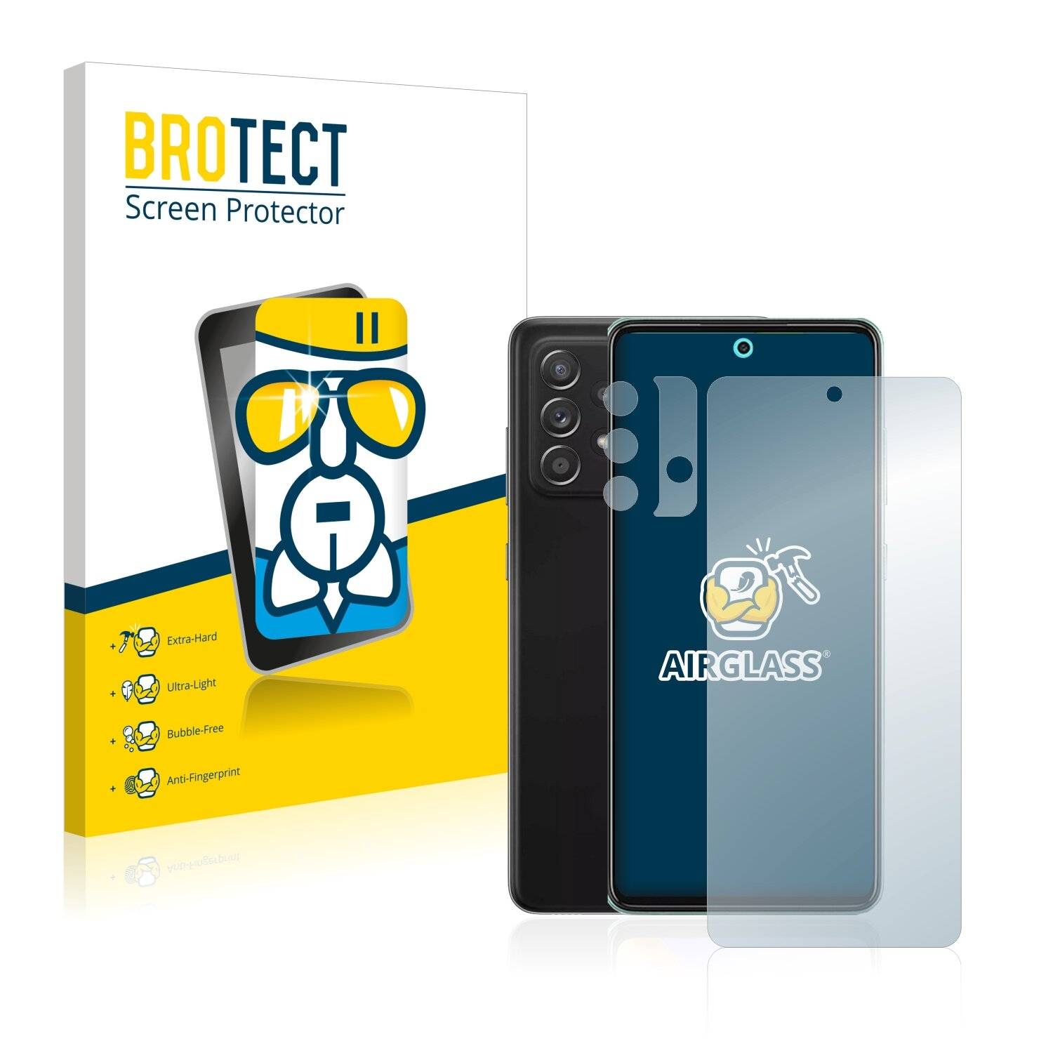 BROTECT AirGlass Schutzglas Folie für Samsung Galaxy A52 5G (Vorderseite +