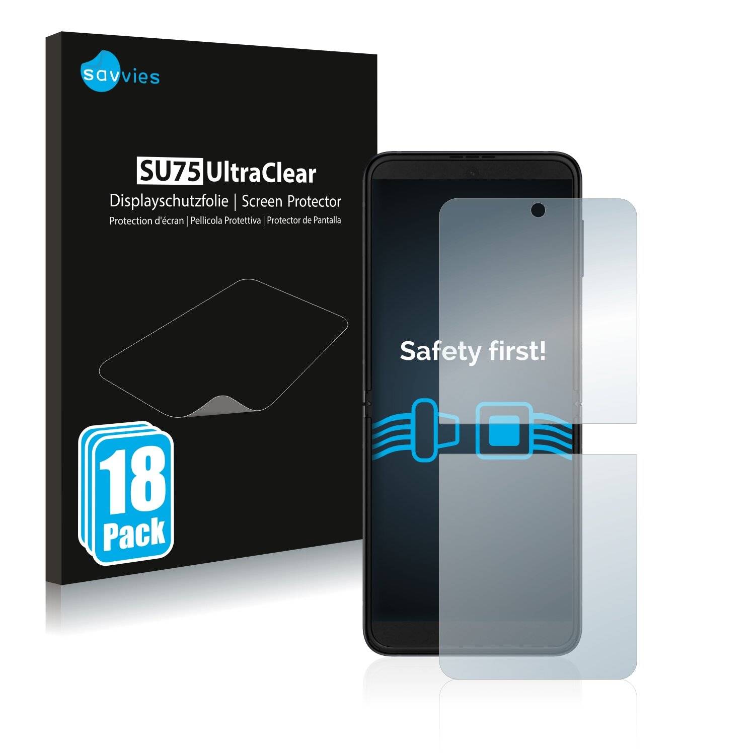 18x Savvies SU75 Displayschutzfolie für Samsung Galaxy Z Flip 3