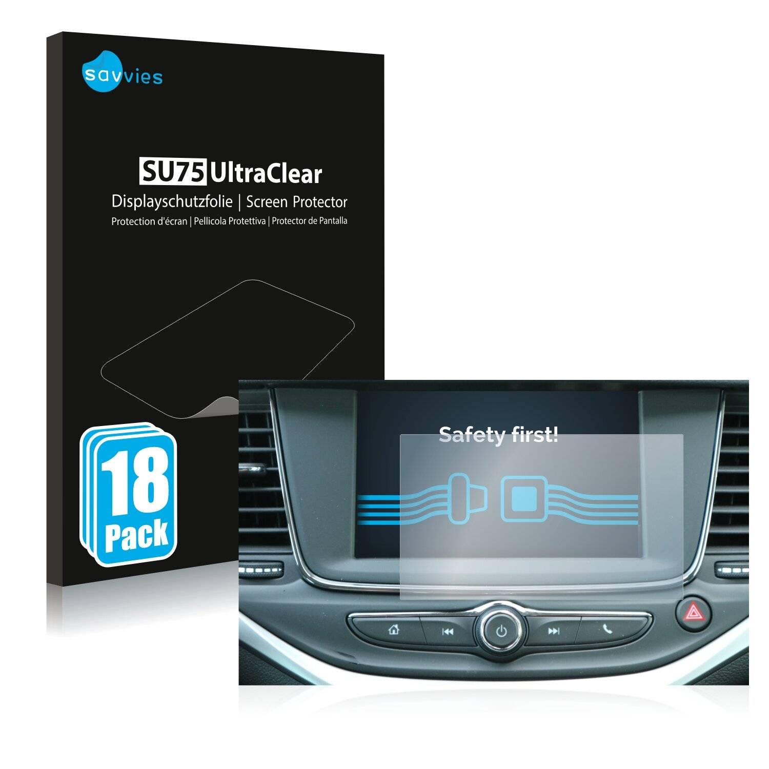 18x Savvies SU75 Displayschutzfolie für Opel Astra K IntelliLink R 4.0