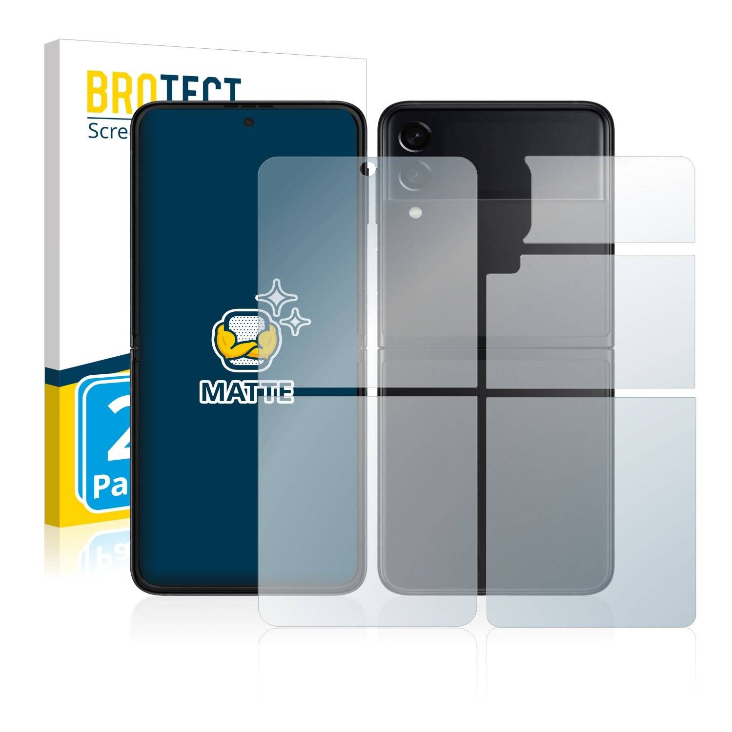 2x BROTECT Matte Displayschutzfolie für Samsung Galaxy Z Flip 3 5G (Vorder + Rückseite) -