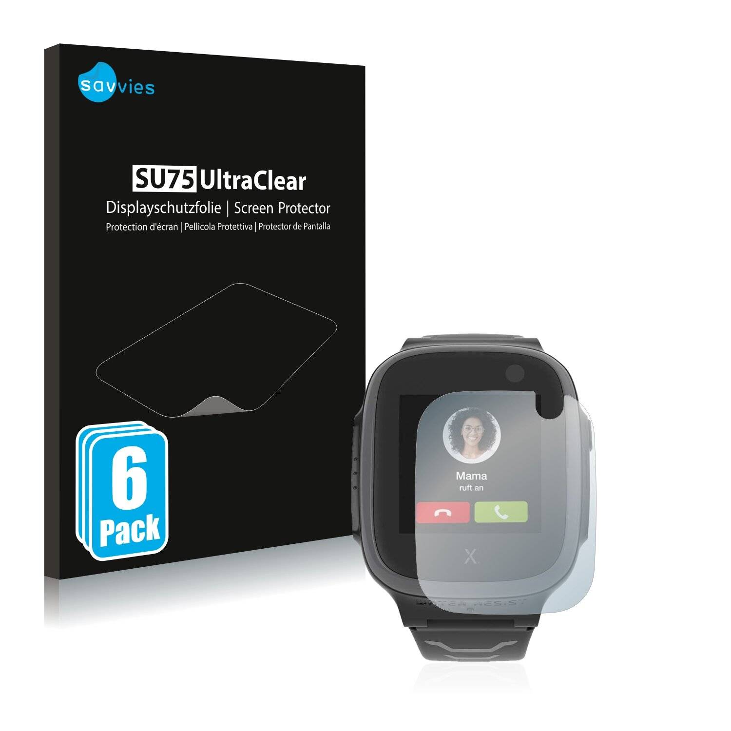 6x Savvies SU75 Displayschutzfolie für Vodafone Smart Watch
