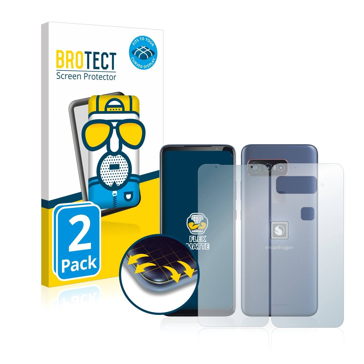 2x BROTECT Flex Matte Full-Cover Displayschutzfolie für Asus Smartphone for Snapdragon