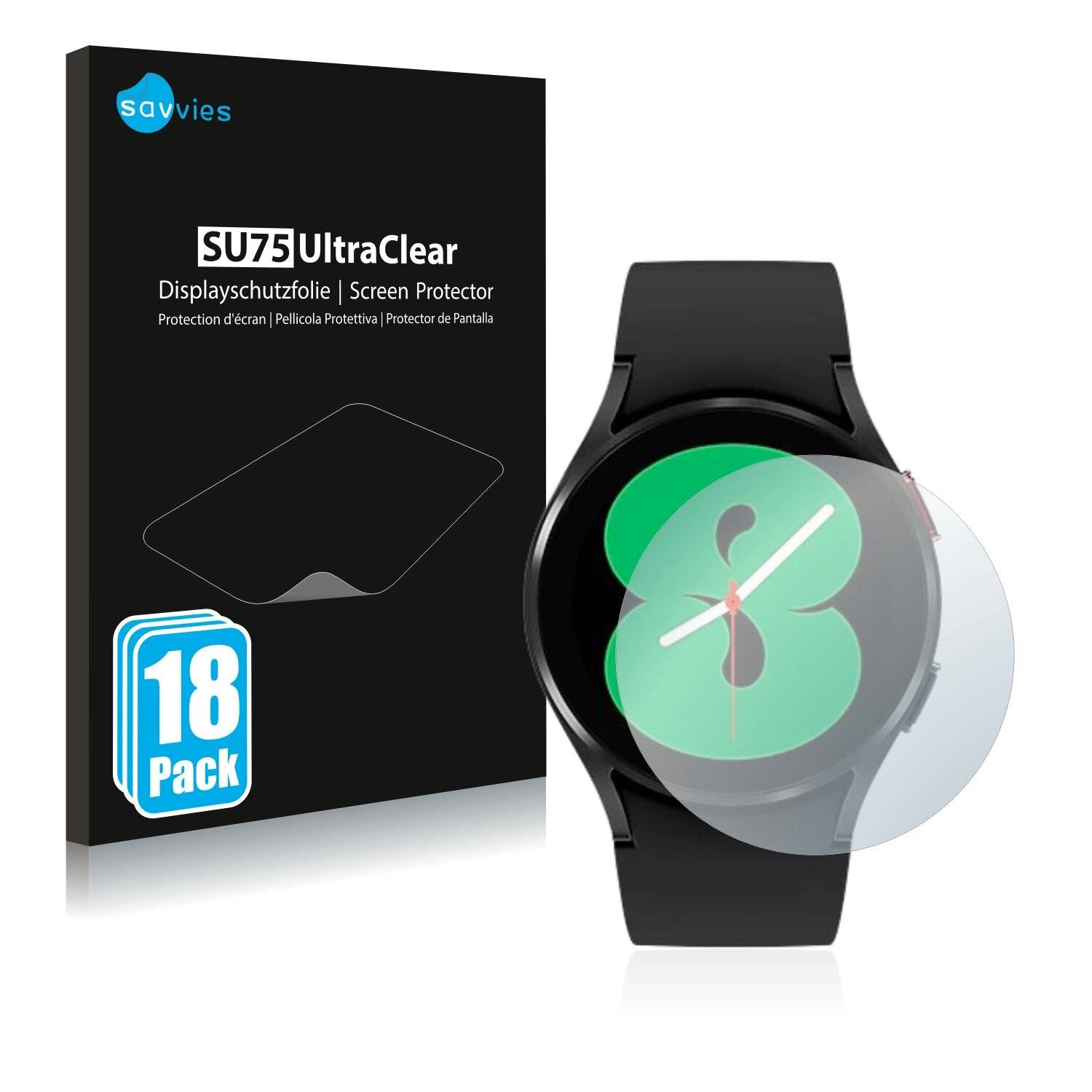 18x Savvies SU75 Displayschutzfolie für Samsung Galaxy Watch 4