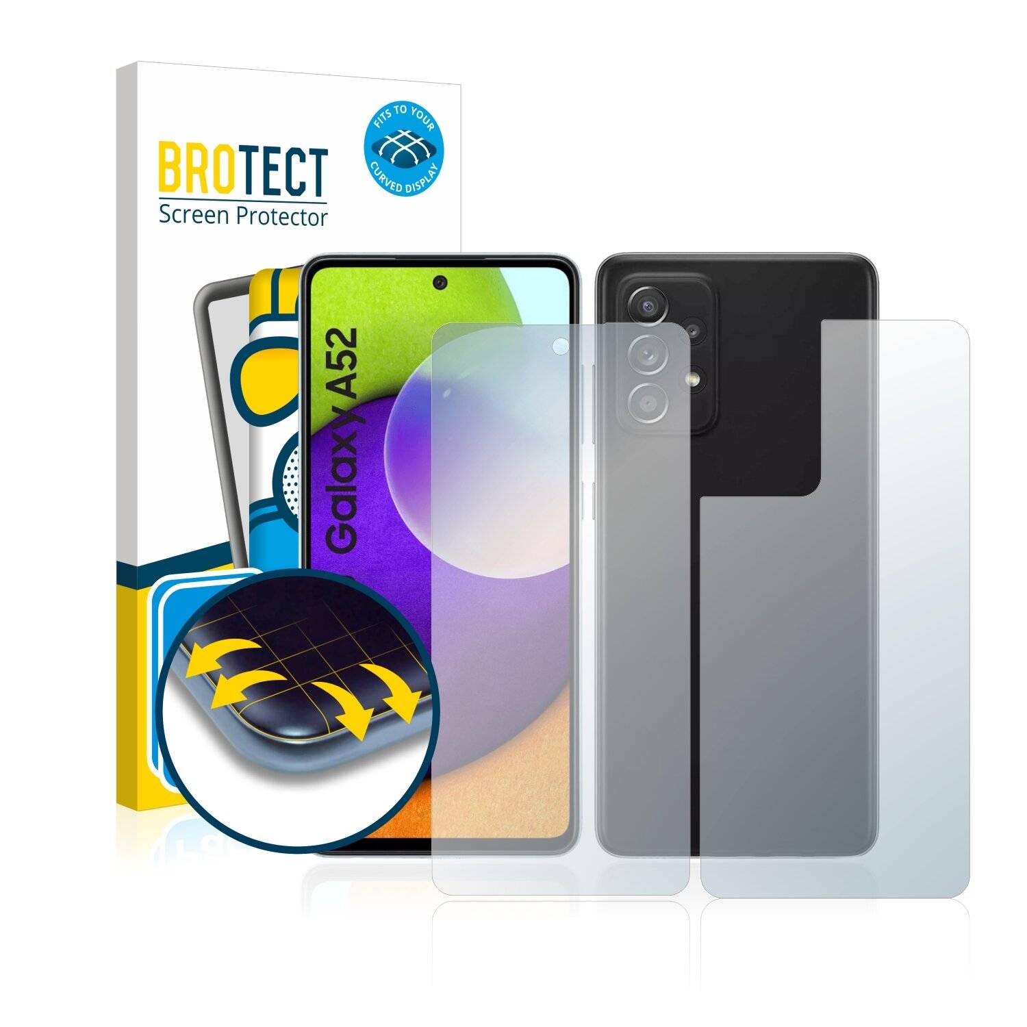 2x BROTECT Flex Matte Full-Cover Displayschutzfolie für Samsung Galaxy A52 5G (Vorder +