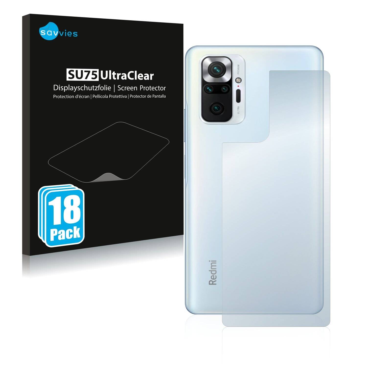 18x Savvies SU75 Displayschutzfolie für Xiaomi Redmi Note 10 Pro