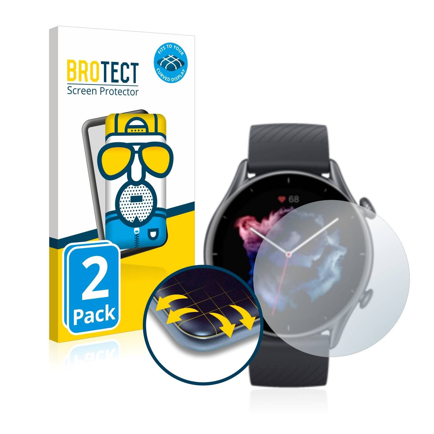 2x BROTECT Flex Matte Full-Cover Displayschutzfolie für Huami Amazfit GTR