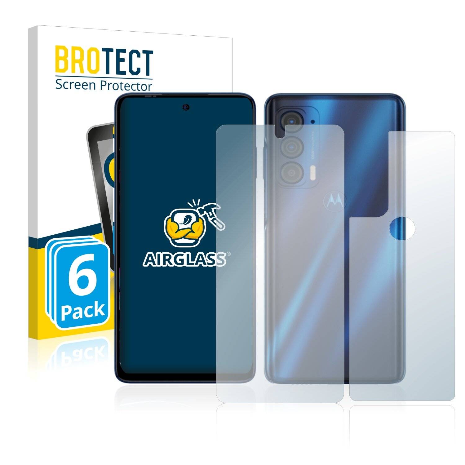 6x BROTECT AirGlass Schutzglas Folie für Motorola Edge (2021) (Vorder +