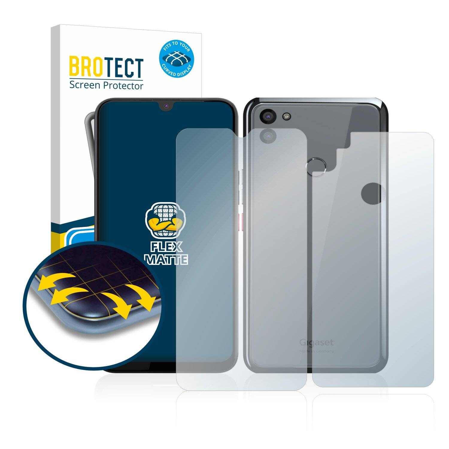 2x BROTECT Flex Matte Full-Cover Displayschutzfolie für Gigaset GS5 (Vorder +