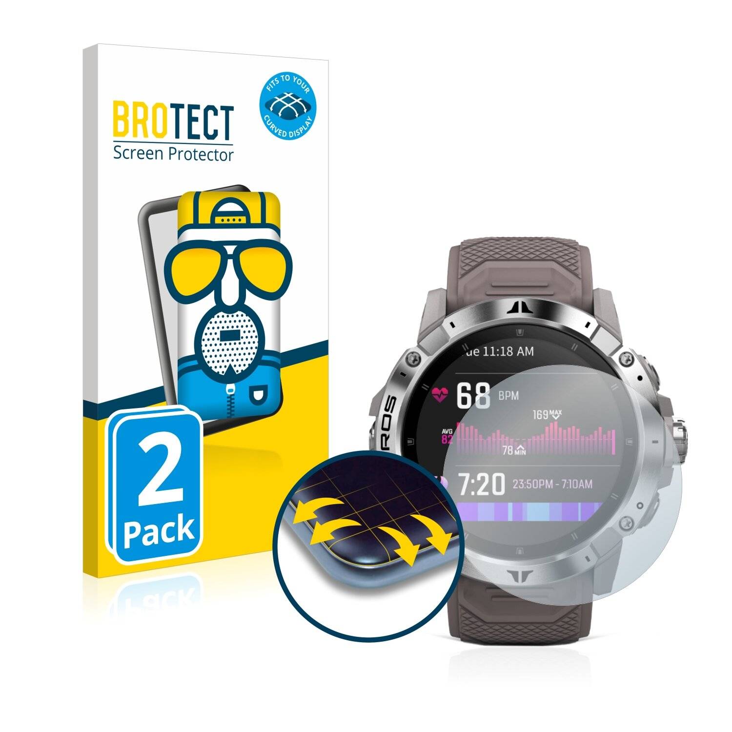 2x BROTECT Flex Matte Full-Cover Displayschutzfolie für Coros Vertix