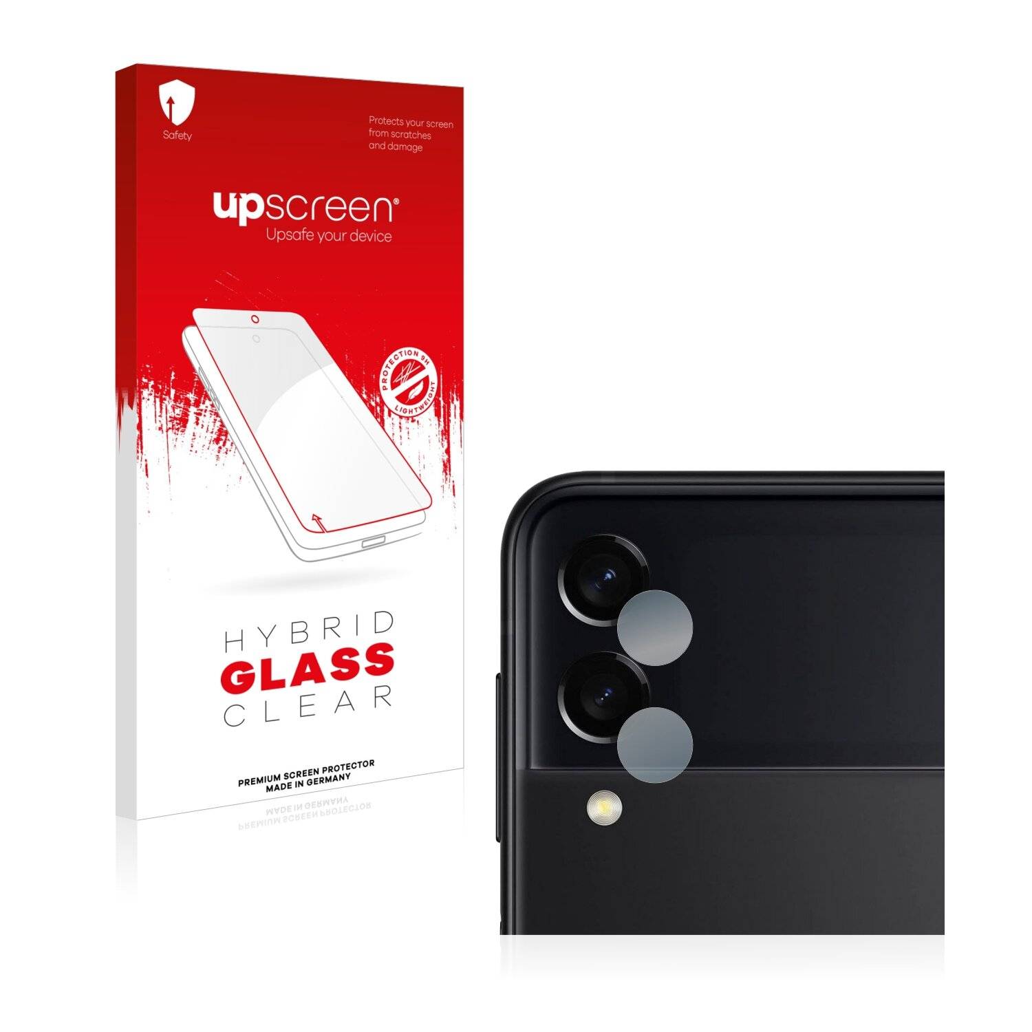 upscreen Hybrid Glass Clear Premium Schutzglas Folie für Samsung Galaxy Z Flip 3 5G (NUR