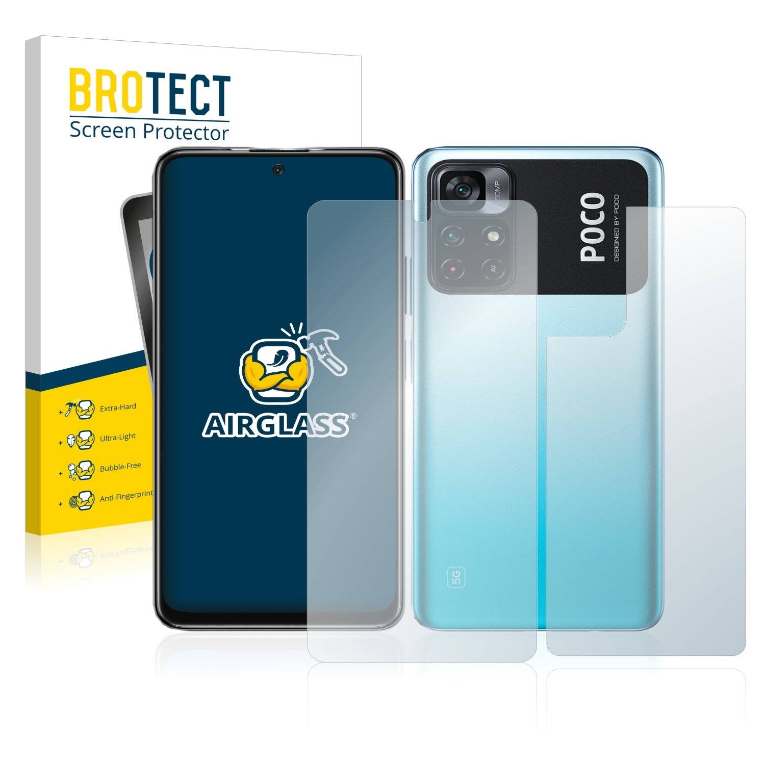 BROTECT AirGlass Schutzglas Folie für Xiaomi Poco M4 Pro 5G (Vorder +