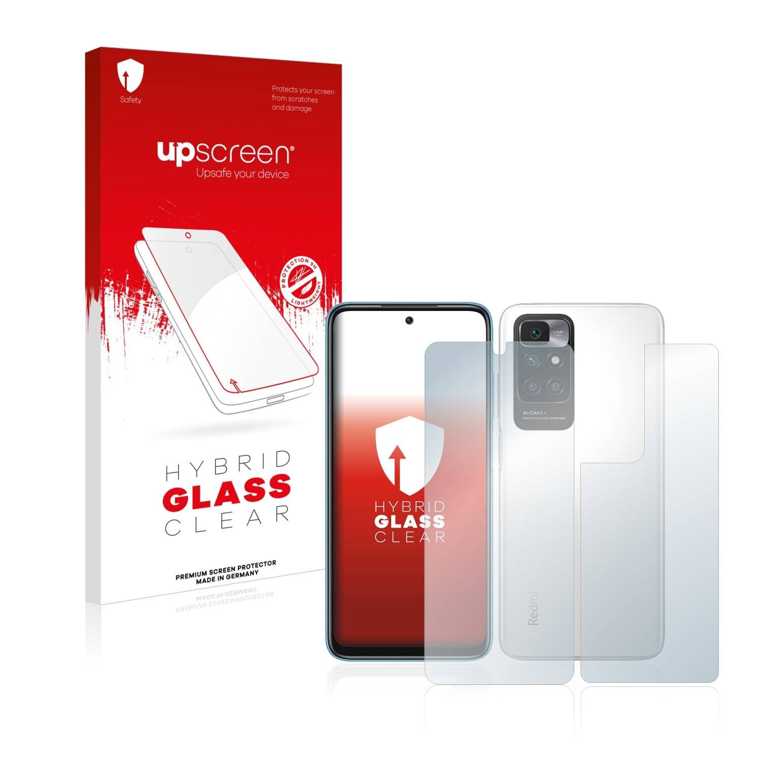 upscreen Hybrid Glass Clear Premium Schutzglas Folie für Xiaomi Redmi 10 (Vorder +