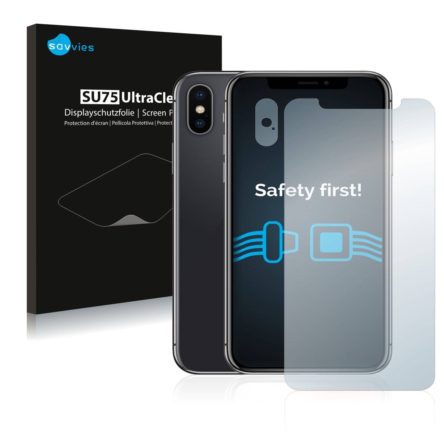 18x Savvies SU75 Displayschutzfolie für Apple iPhone X (Vorderseite +
