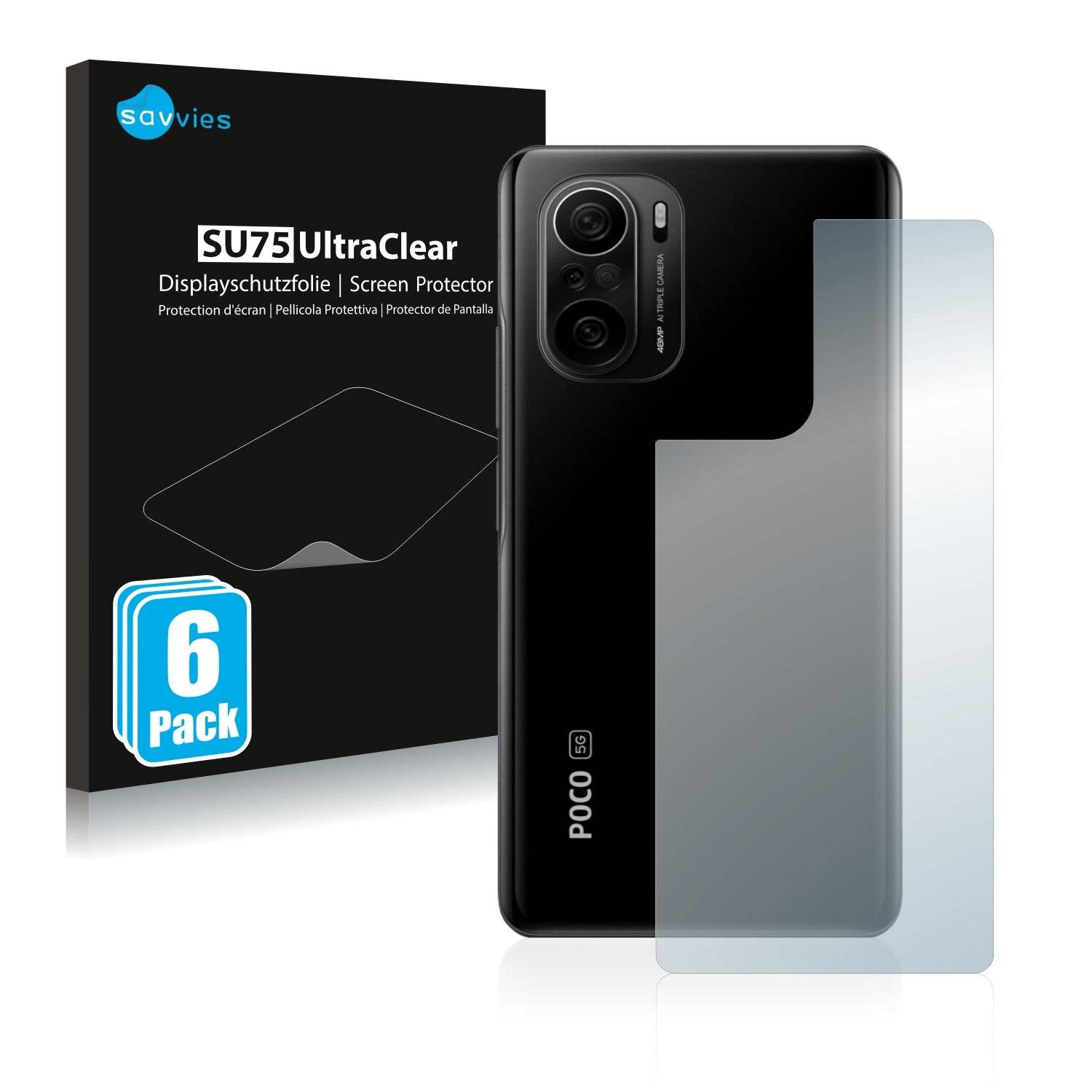 6x Savvies SU75 Displayschutzfolie für Xiaomi Poco F3