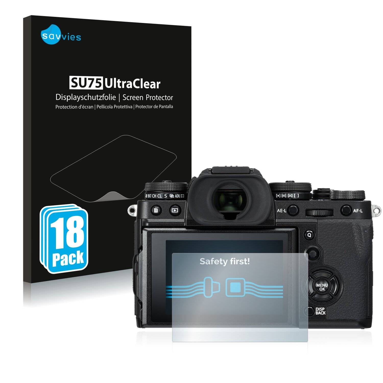 18x Savvies SU75 Displayschutzfolie für Fujifilm X-T3