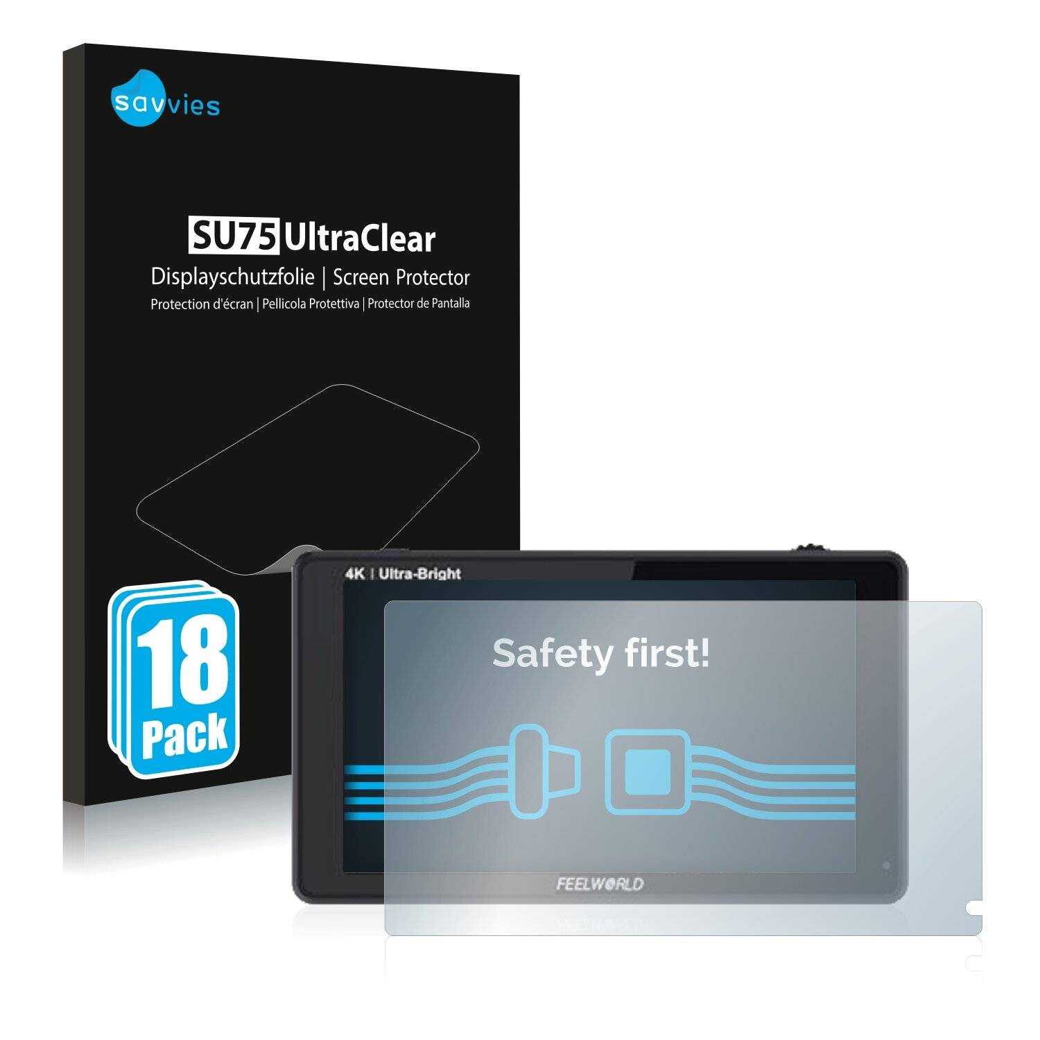 18x Savvies SU75 Displayschutzfolie für Feelworld LUT6S