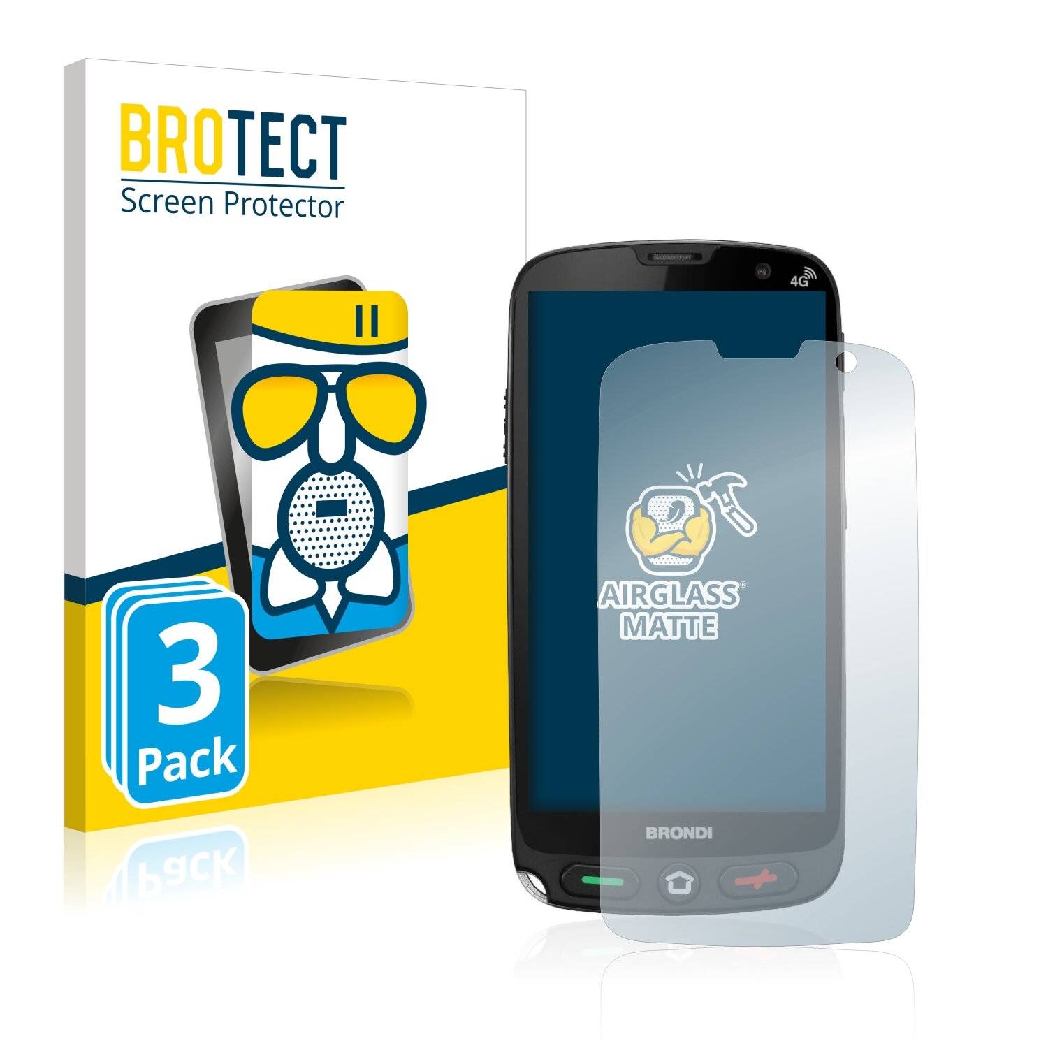 3x BROTECT AirGlass Matte Schutzglas Folie für Brondi Amico