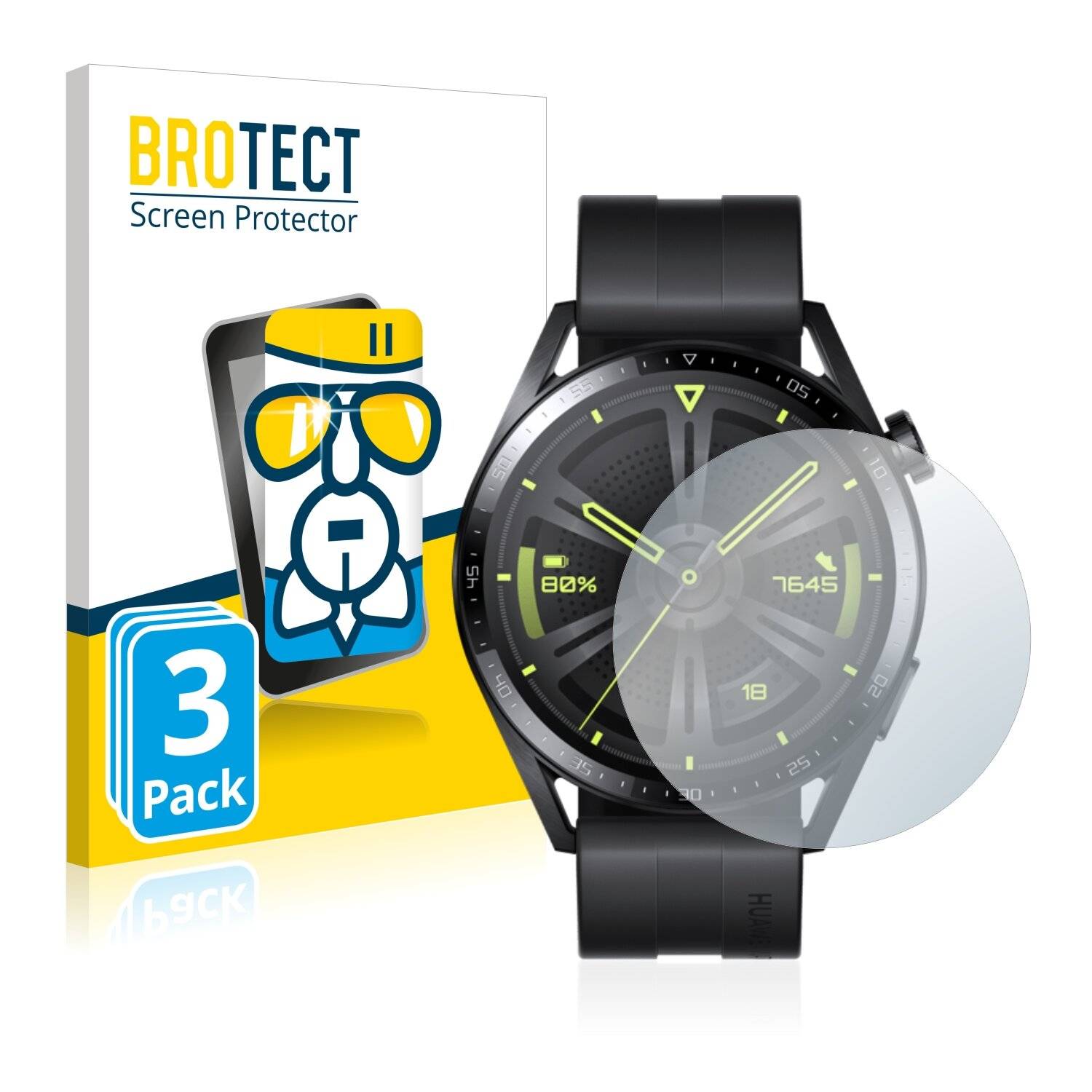 3x BROTECT AirGlass Schutzglas Folie für Huawei Watch GT 3 (46