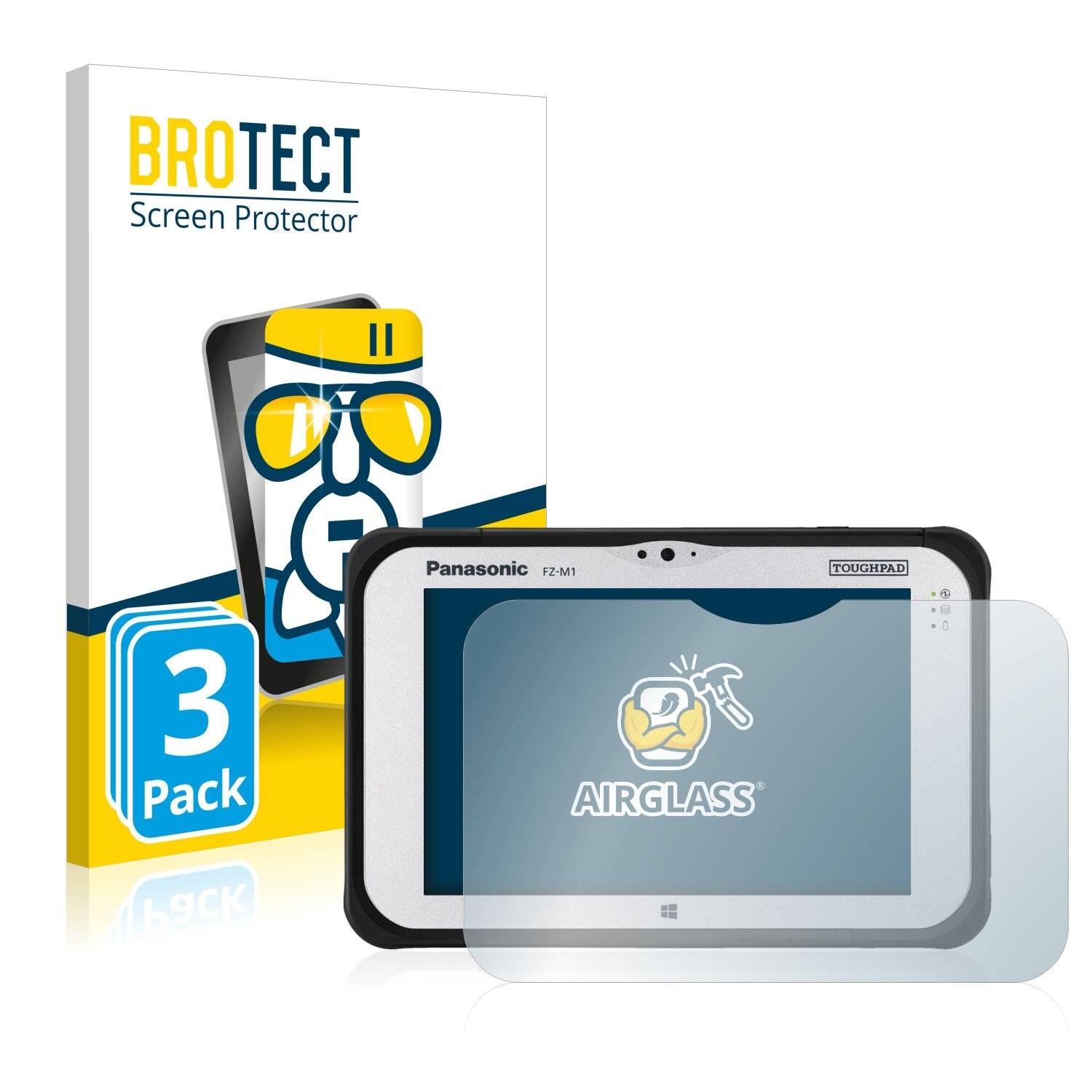 3x BROTECT AirGlass Schutzglas Folie für Panasonic Toughbook M1