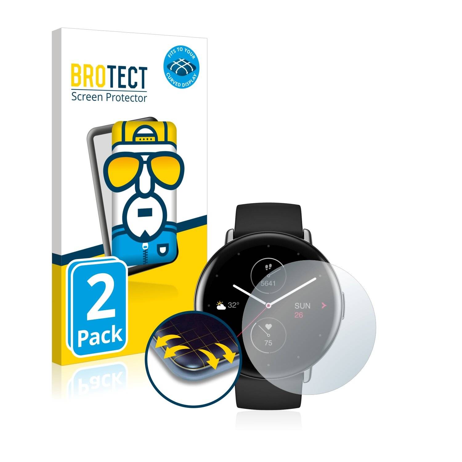 2x BROTECT Flex Full-Cover Displayschutzfolie für Huami Amazfit Zepp E