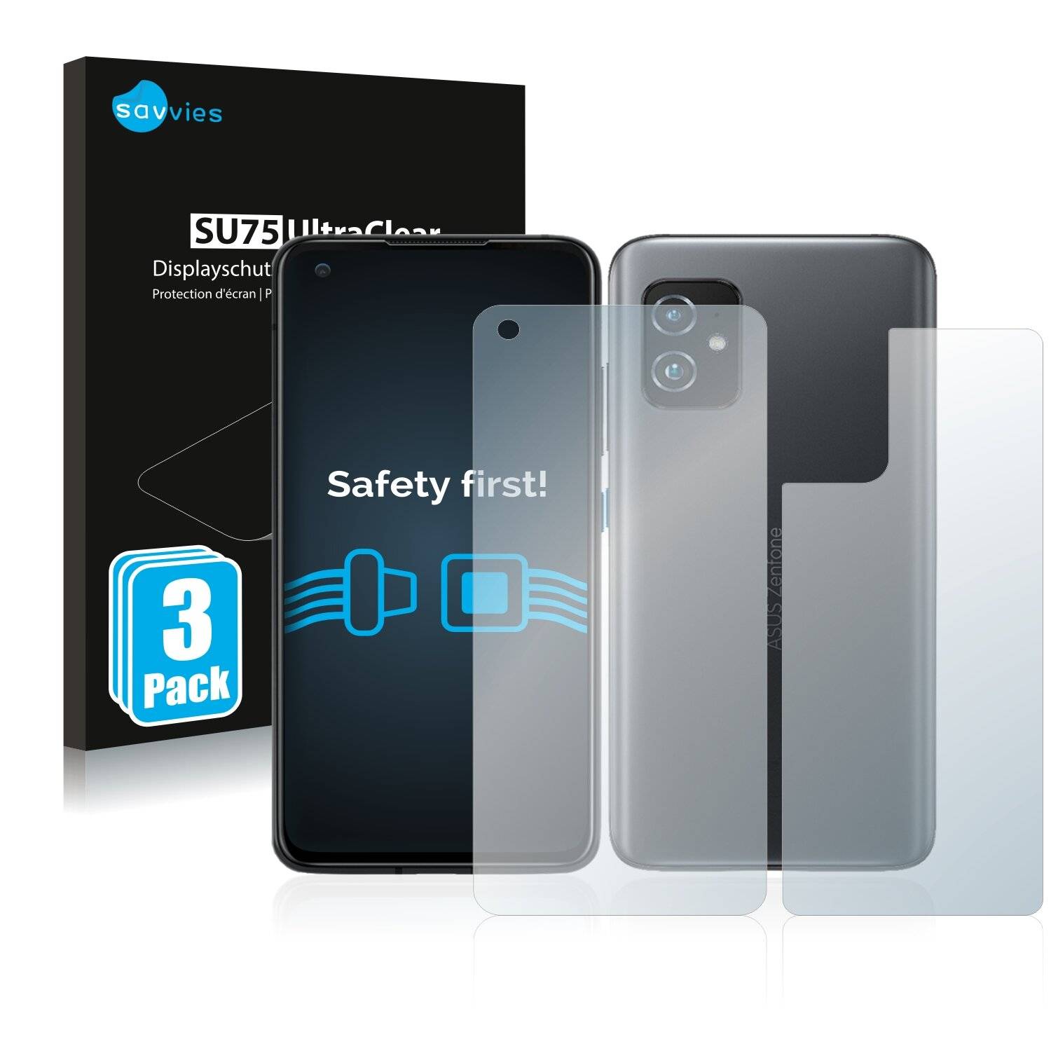 6x Savvies SU75 Displayschutzfolie für Asus ZenFone 8 (Vorder +