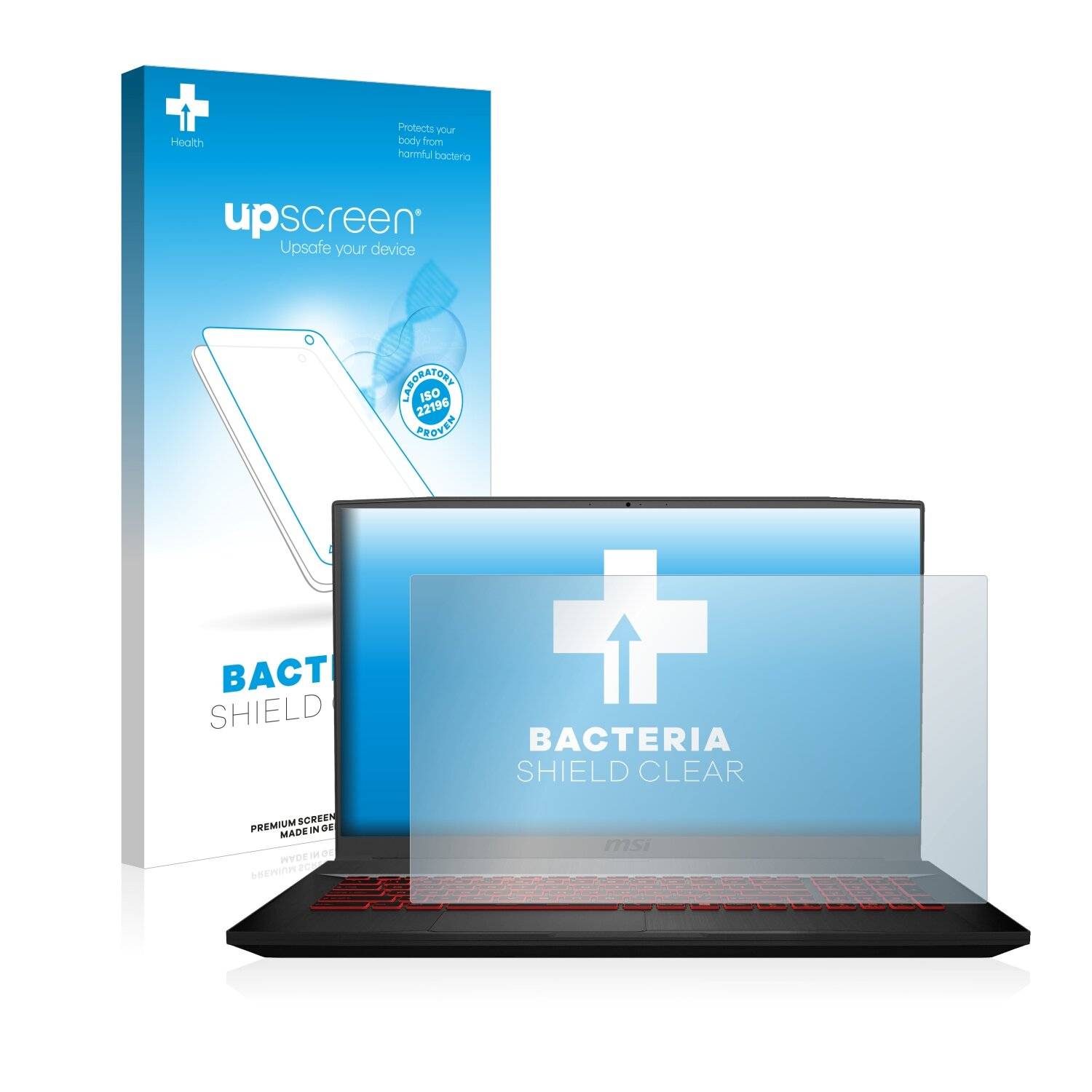 upscreen Bacteria Shield Clear Premium Antibakterielle Displayschutzfolie für MSI GF75