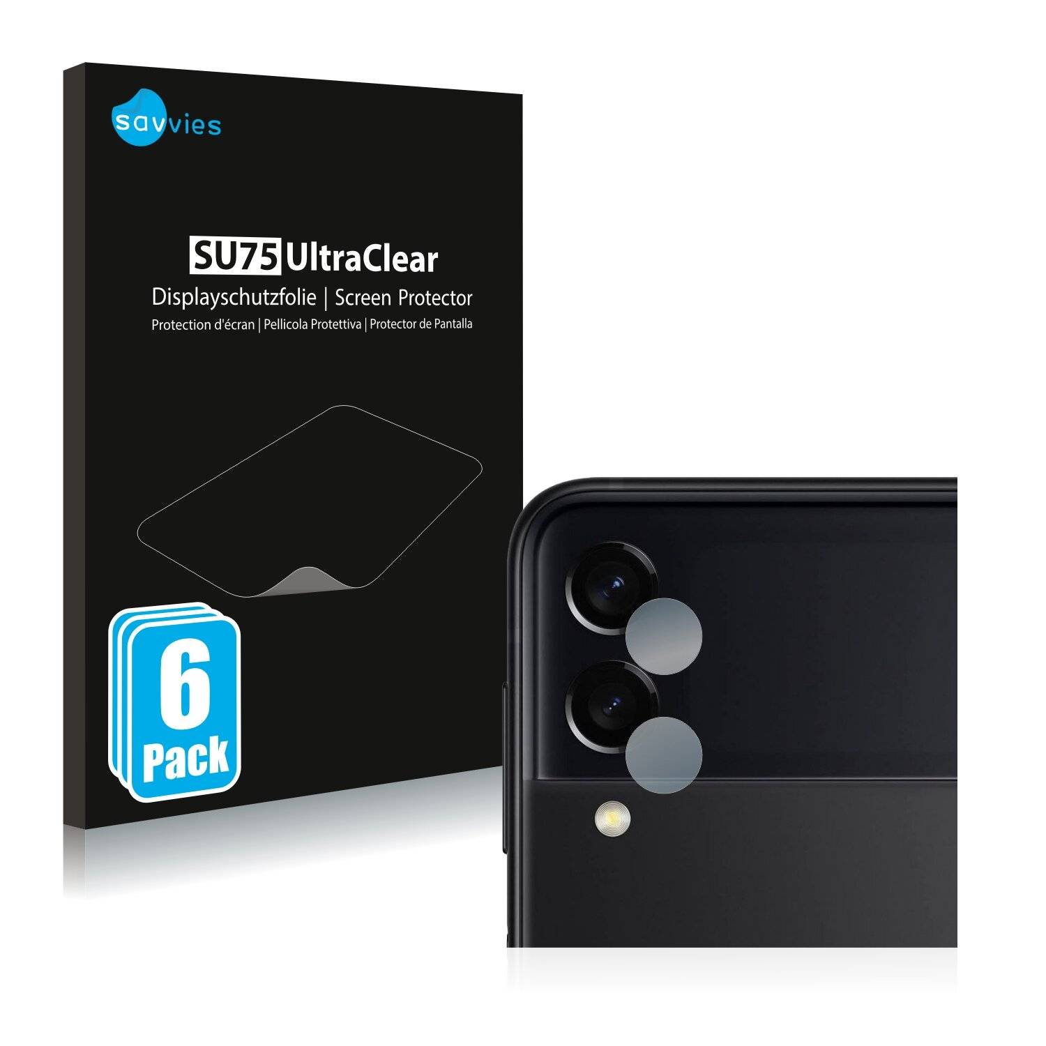 6x Savvies SU75 Displayschutzfolie für Samsung Galaxy Z Flip 3 5G (NUR